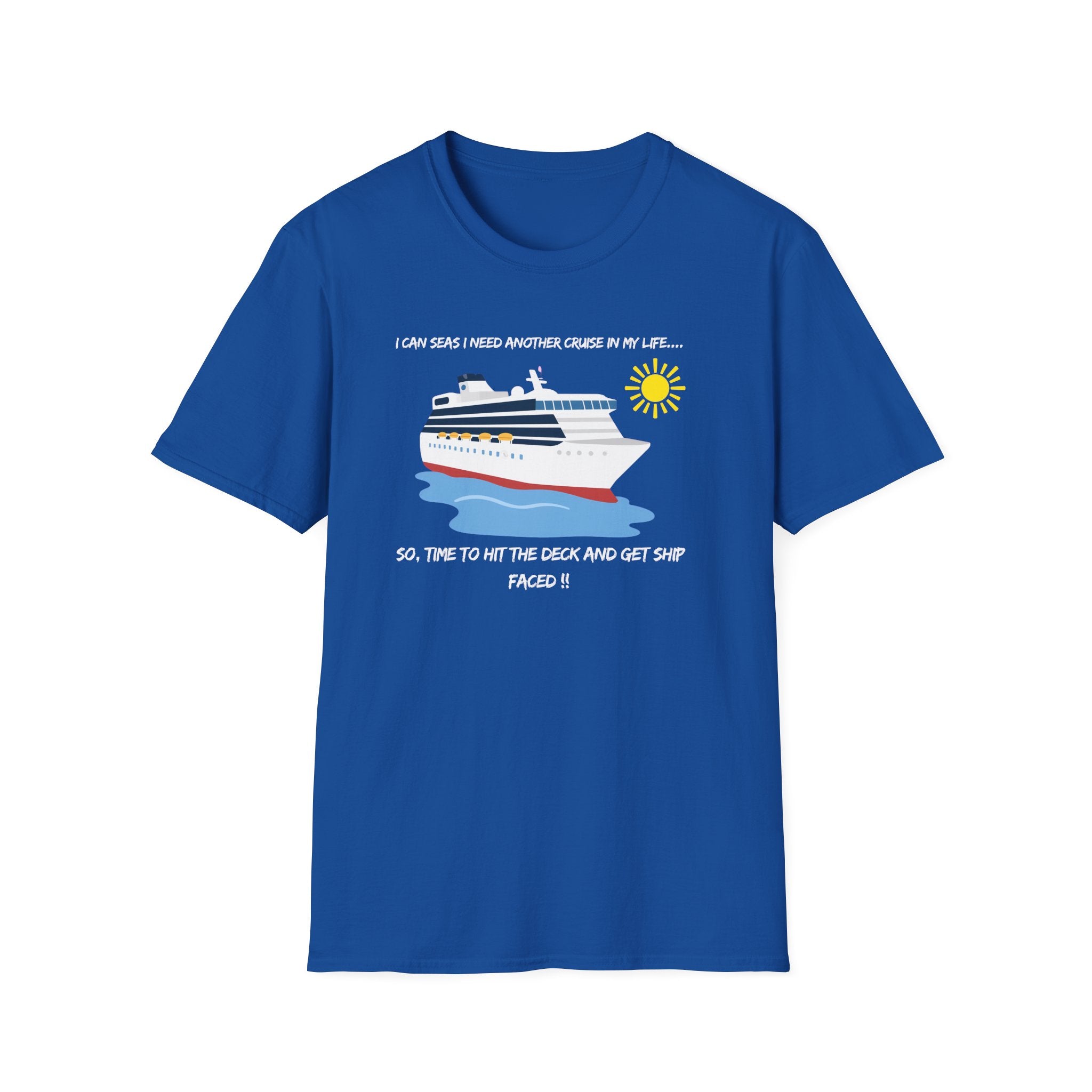 Ship Faced Cruise Ship Tee — Summer Vacation Boat Graphic T-Shirt