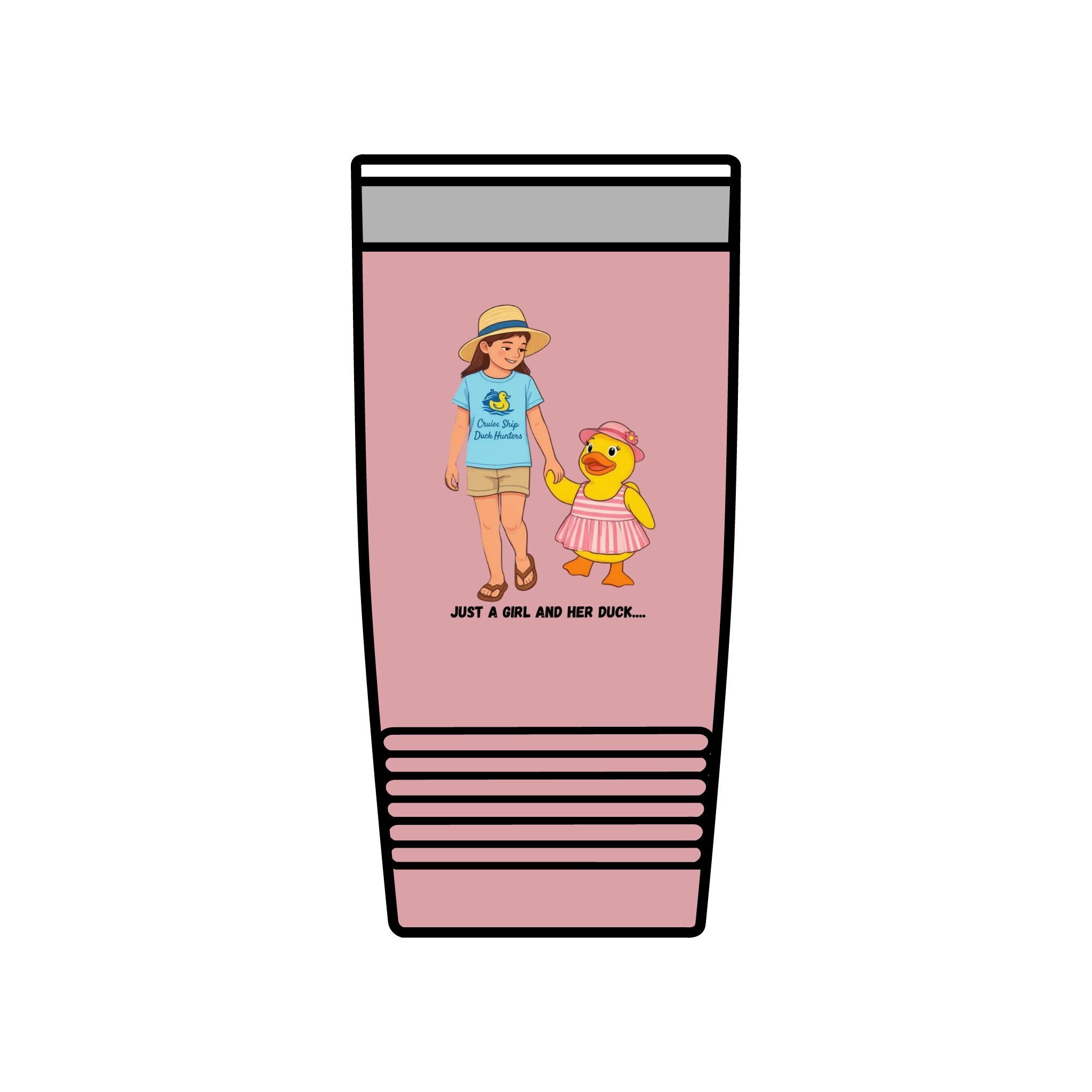 20oz Insulated Tumbler — "Just a Girl and Her Duck" Cute Mom & Kid Summer Design