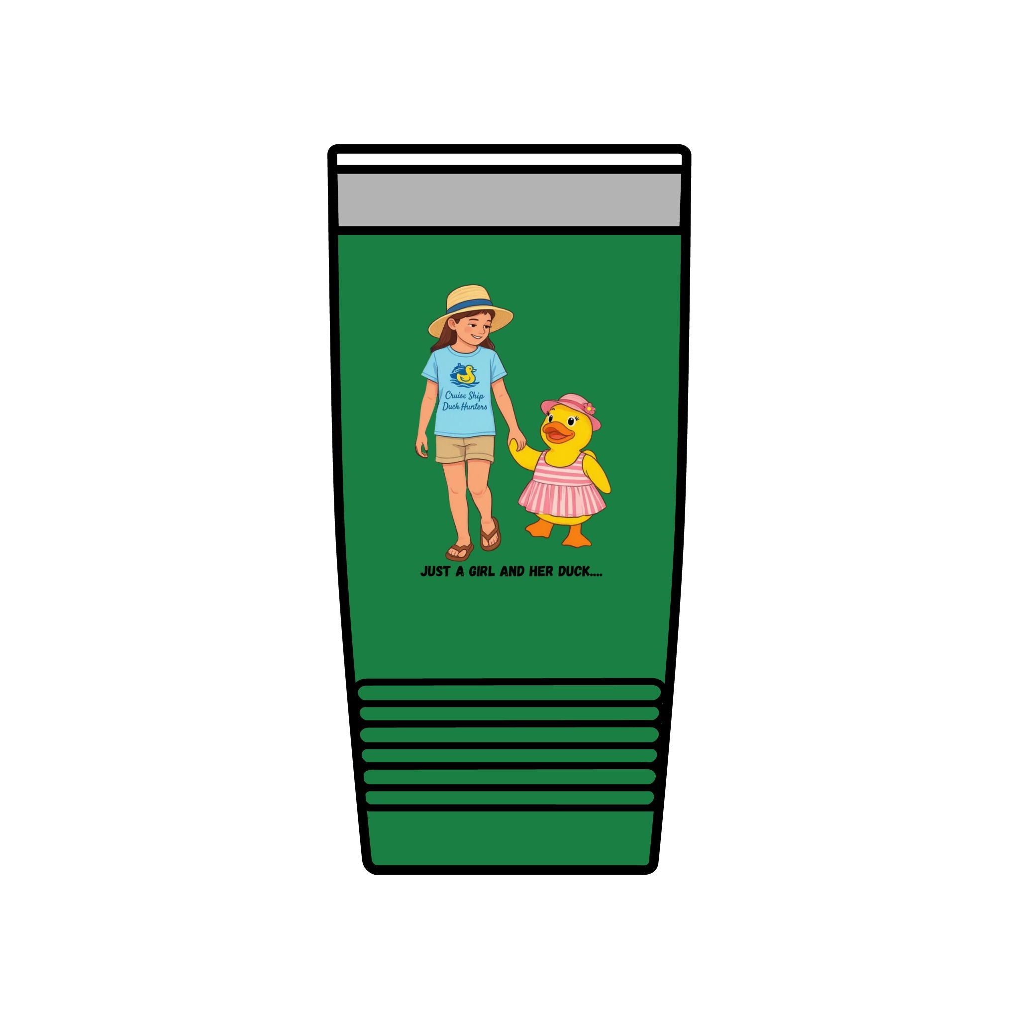 20oz Insulated Tumbler — "Just a Girl and Her Duck" Cute Mom & Kid Summer Design