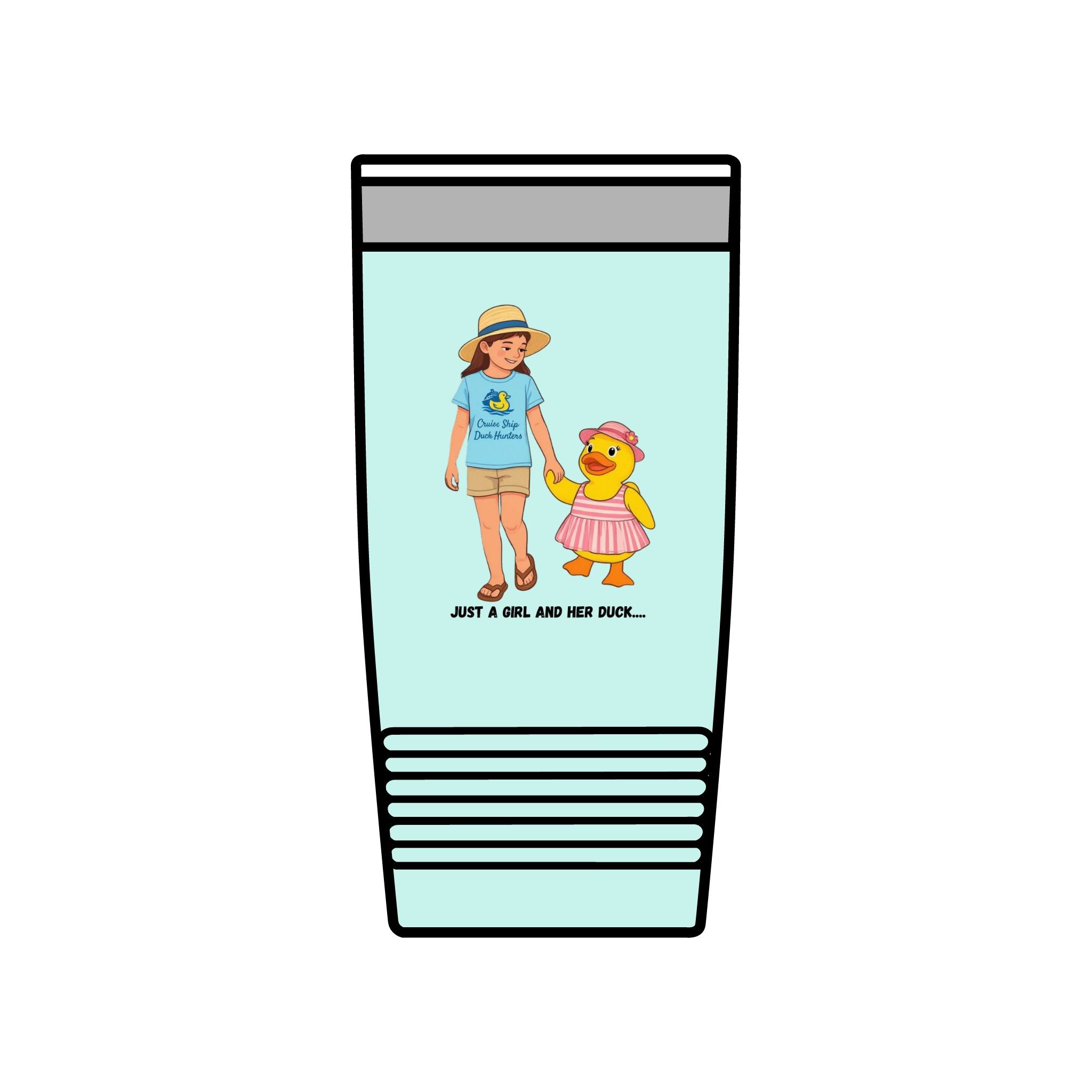 20oz Insulated Tumbler — "Just a Girl and Her Duck" Cute Mom & Kid Summer Design