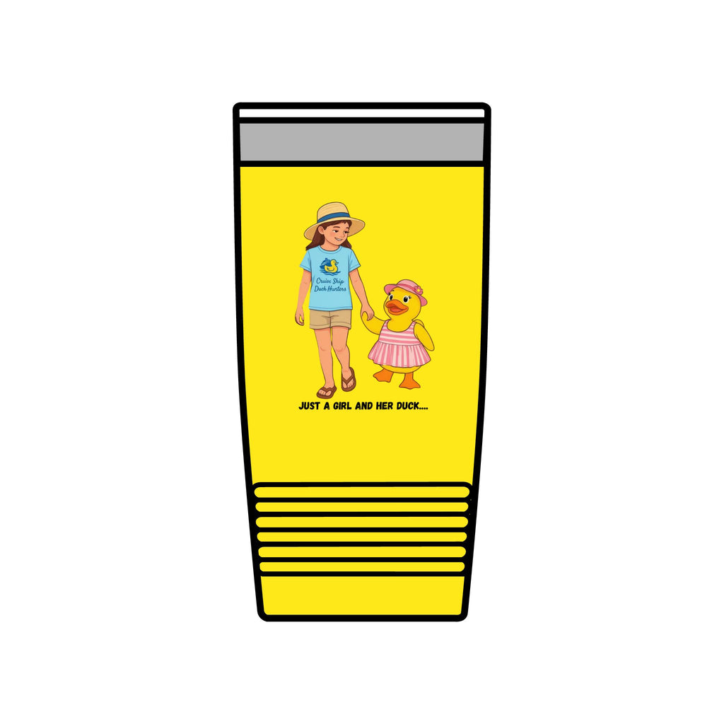 20oz Insulated Tumbler — "Just a Girl and Her Duck" Cute Mom & Kid Summer Design