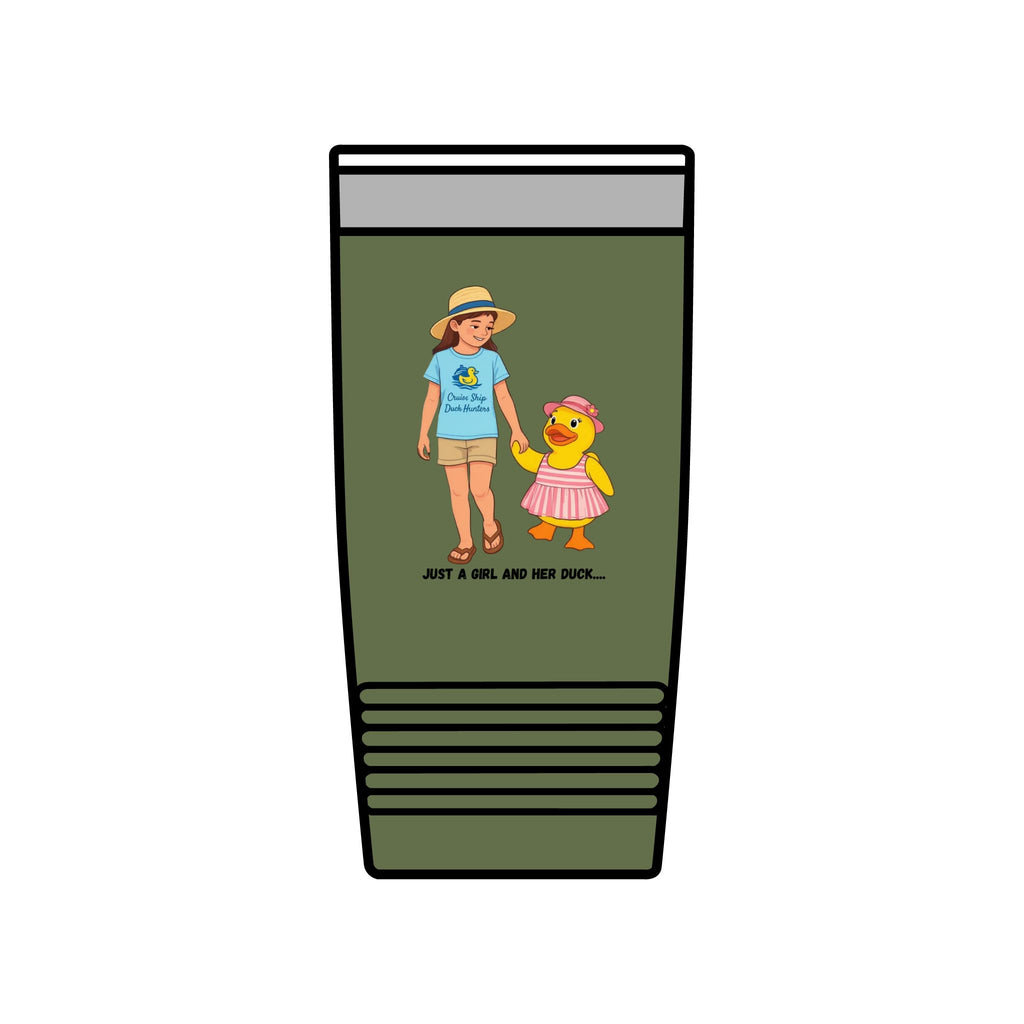 20oz Insulated Tumbler — "Just a Girl and Her Duck" Cute Mom & Kid Summer Design
