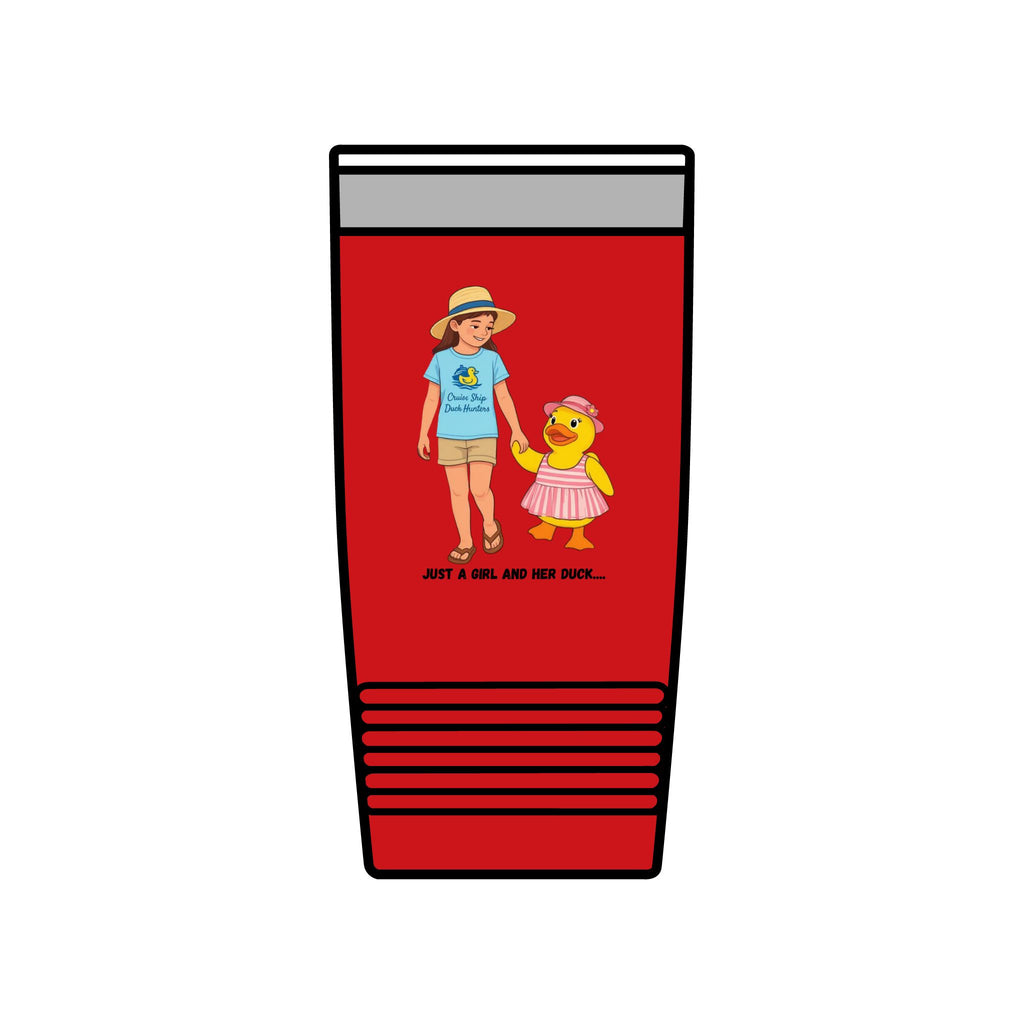 20oz Insulated Tumbler — "Just a Girl and Her Duck" Cute Mom & Kid Summer Design