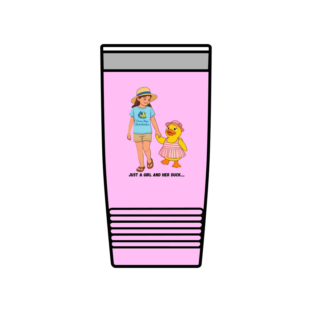 20oz Insulated Tumbler — "Just a Girl and Her Duck" Cute Mom & Kid Summer Design