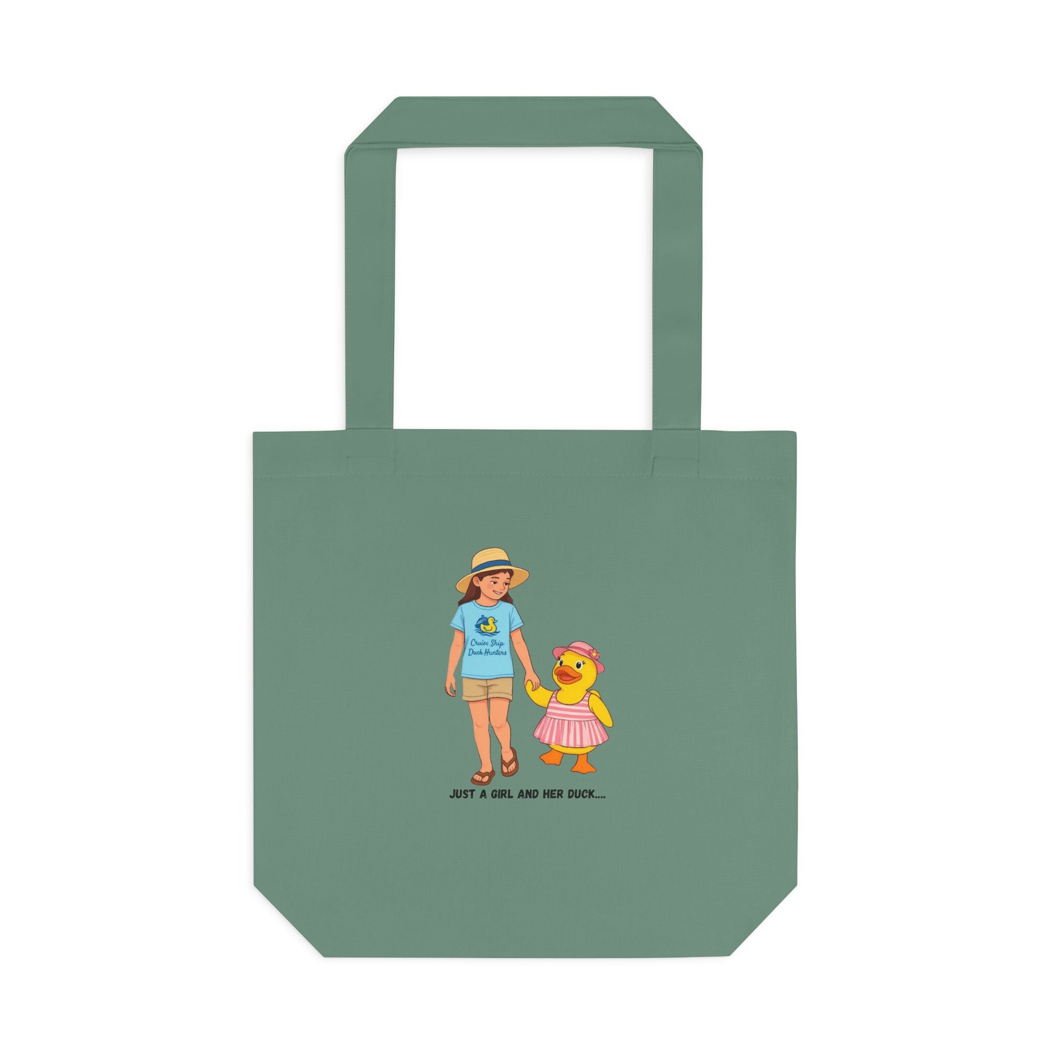 Cute Kid & Duck Cotton Tote — "Just a Girl and Her Duck" Eco Market Bag