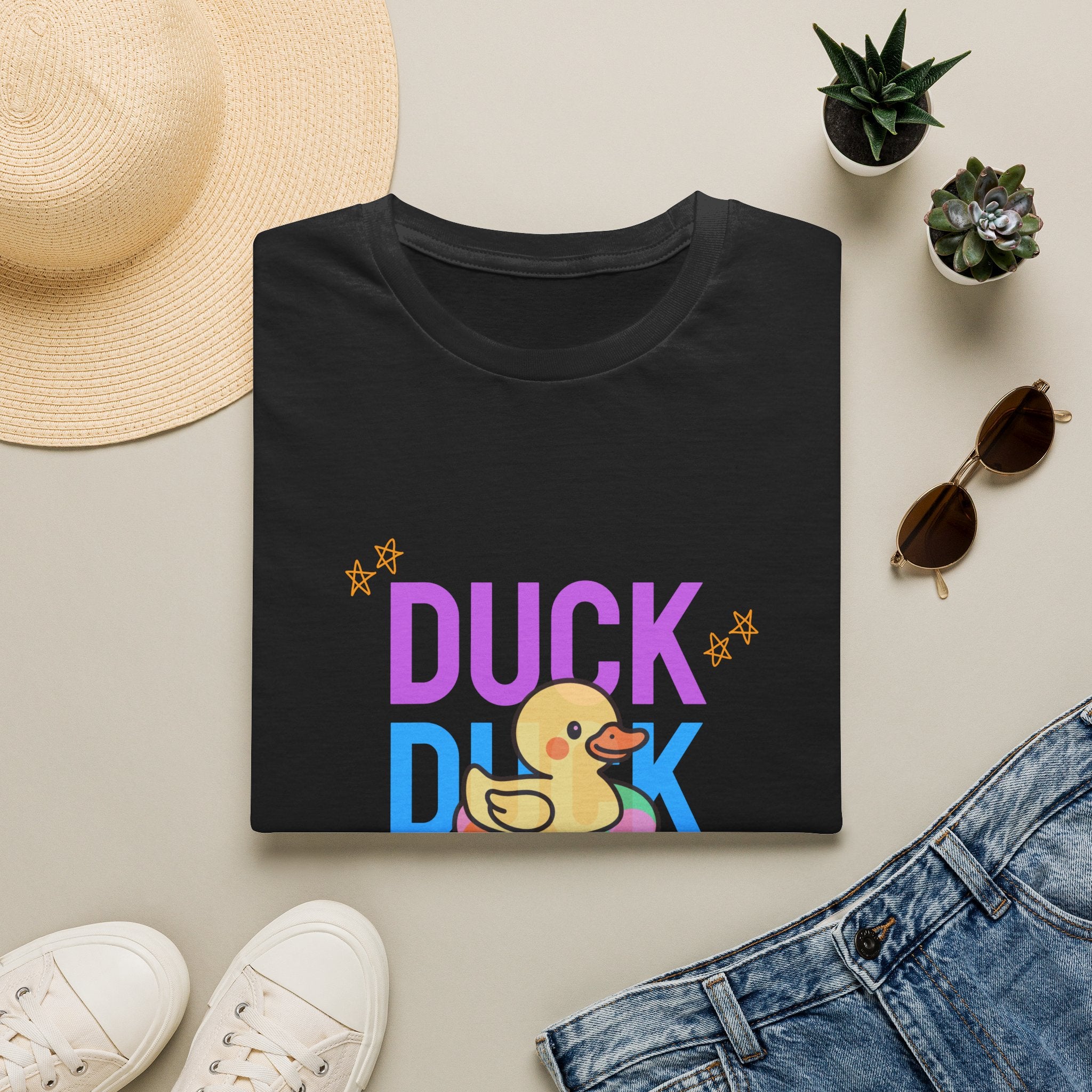 Duck Duck Rubber Duck T-Shirt — Cute Neon Duck Kids & Adult Graphic Tee