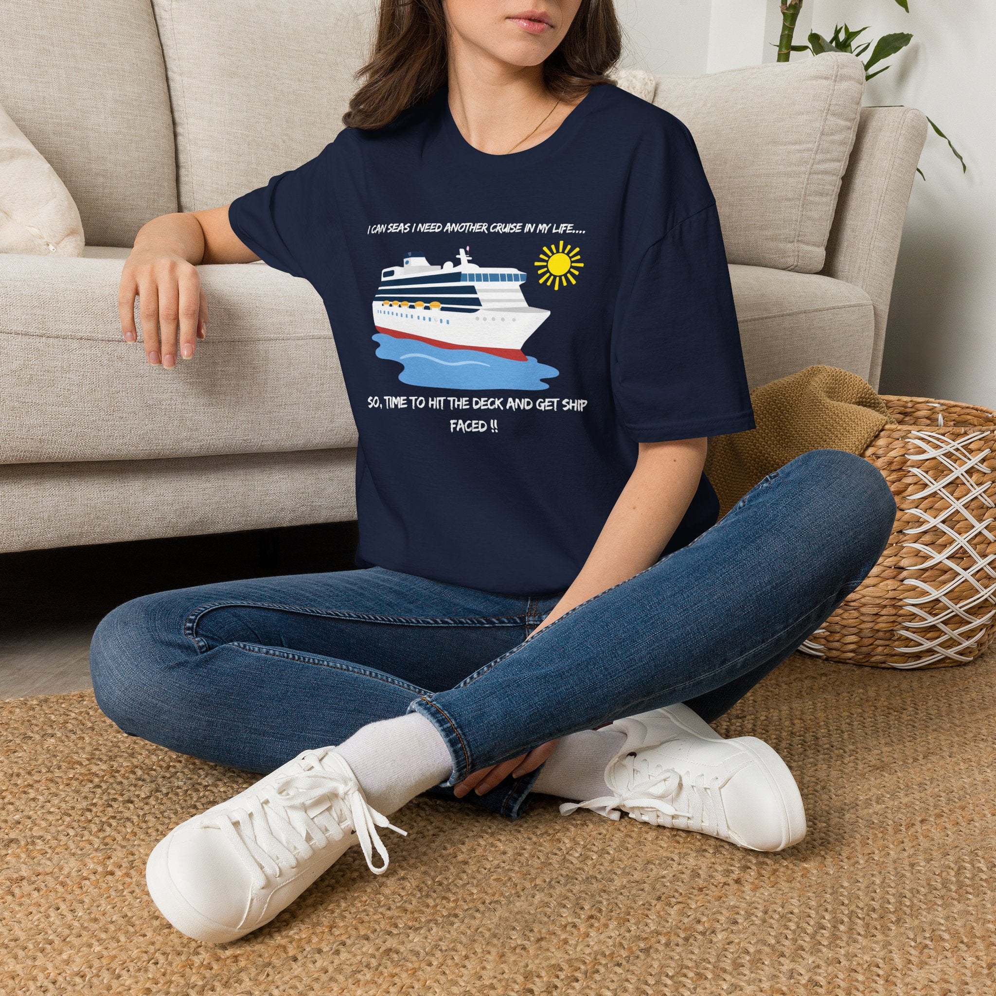 Ship Faced Cruise Ship Tee — Summer Vacation Boat Graphic T-Shirt