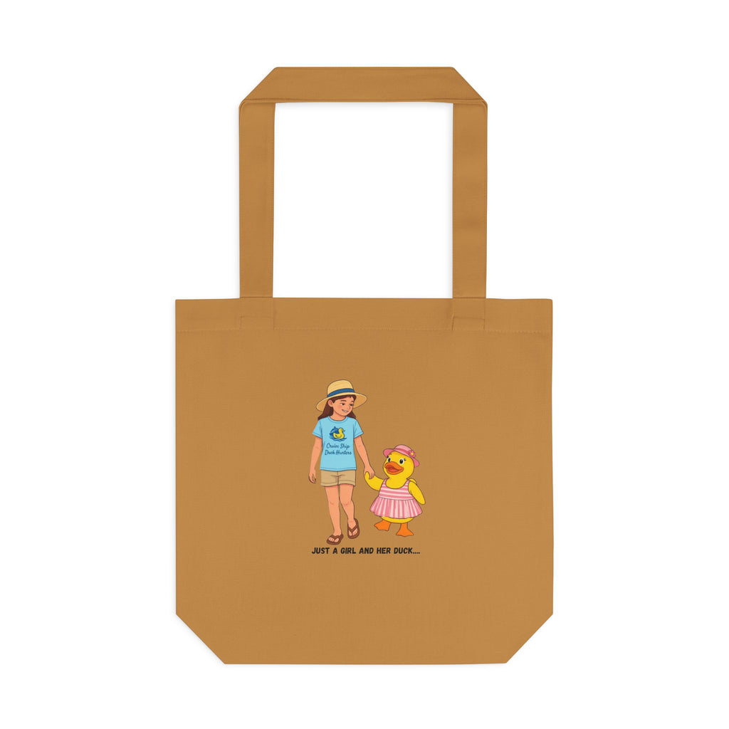 Cute Kid & Duck Cotton Tote — "Just a Girl and Her Duck" Eco Market Bag