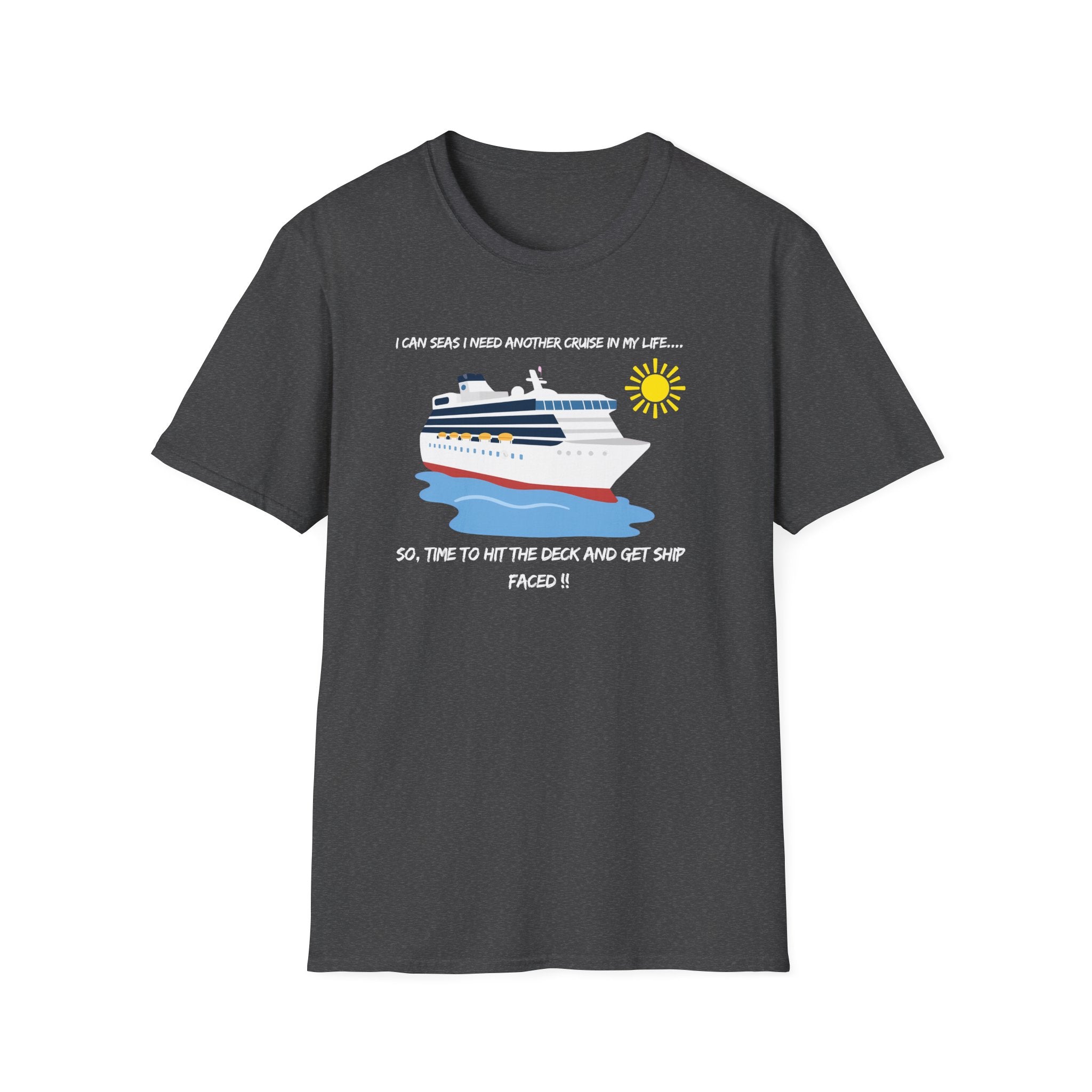 Ship Faced Cruise Ship Tee — Summer Vacation Boat Graphic T-Shirt