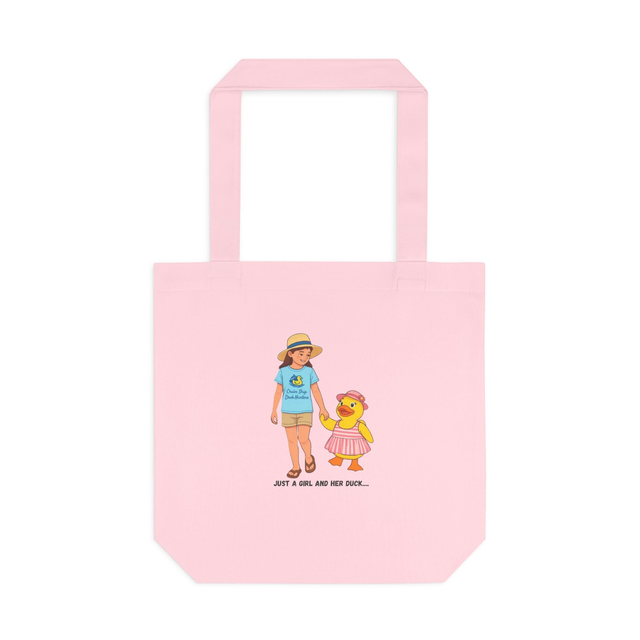Cute Kid & Duck Cotton Tote — "Just a Girl and Her Duck" Eco Market Bag