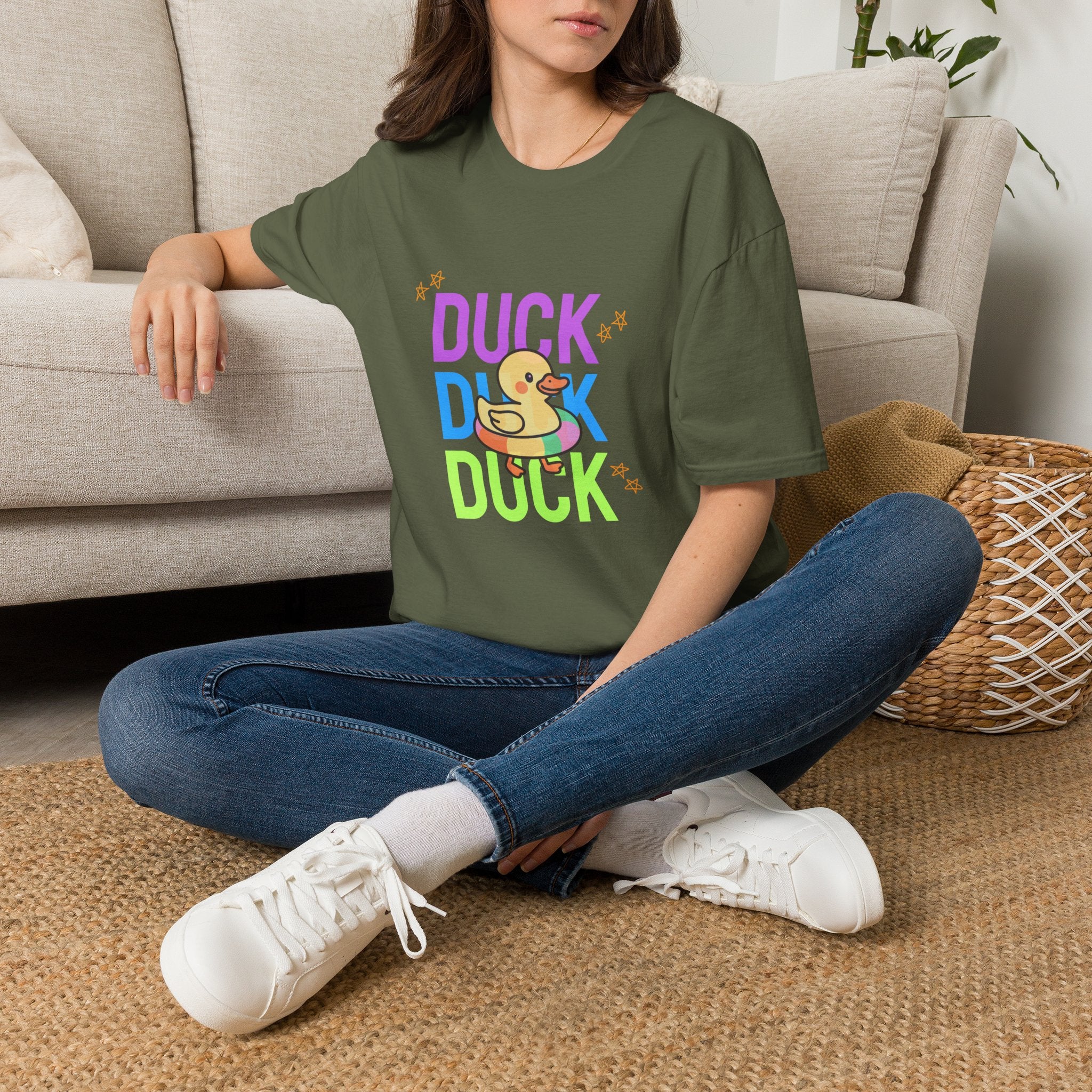 Duck Duck Rubber Duck T-Shirt — Cute Neon Duck Kids & Adult Graphic Tee