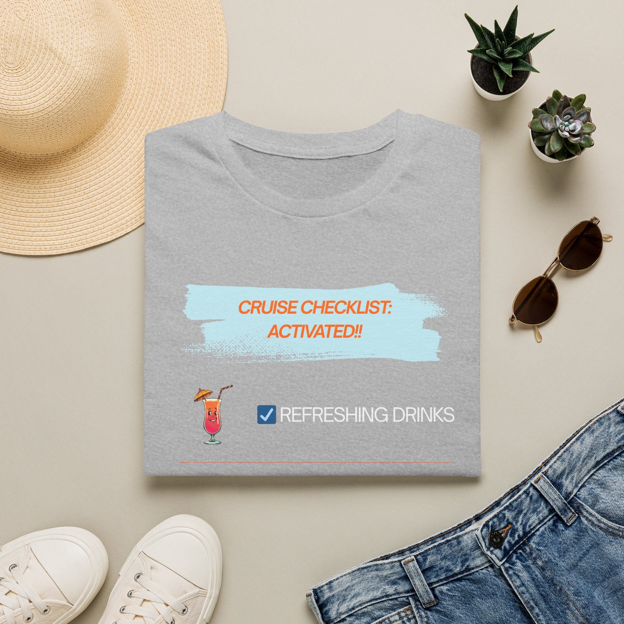 Cruise Checklist T-Shirt — "Cruise Checklist: Activated!" Female Vacation Tee