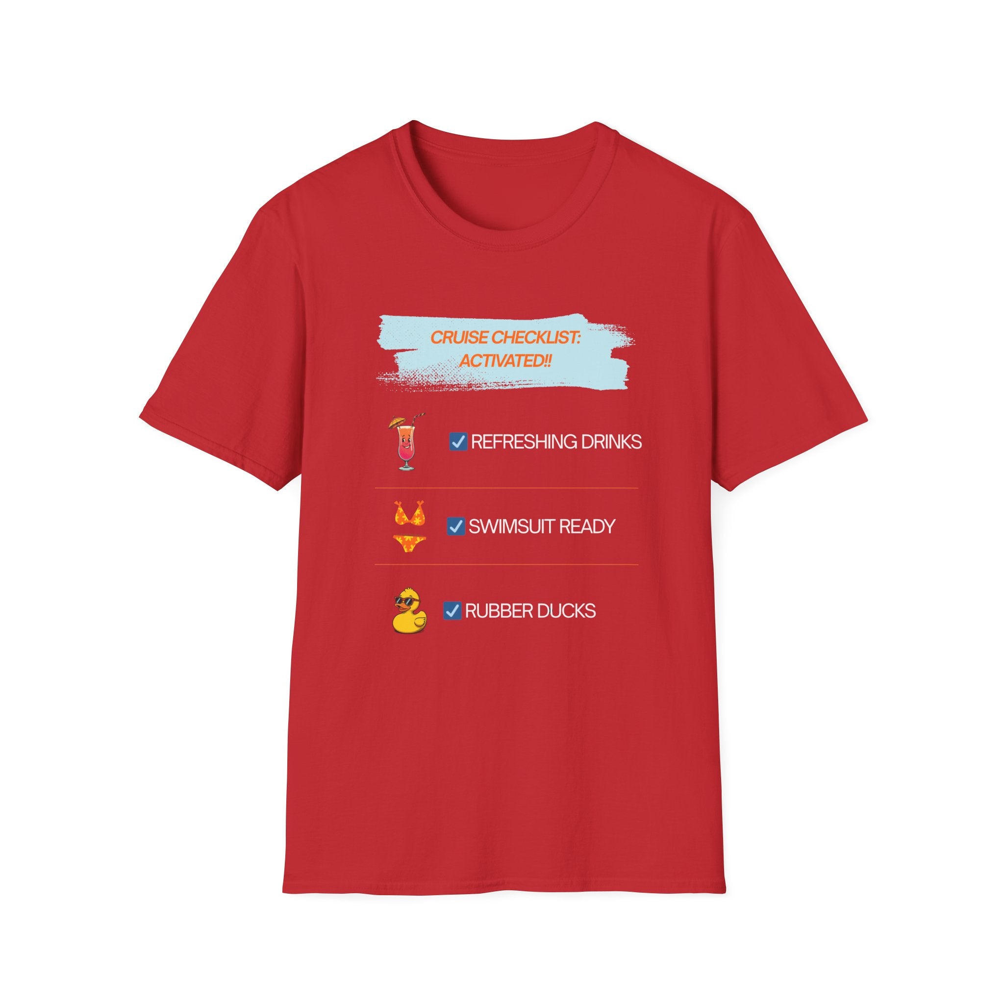 Cruise Checklist T-Shirt — "Cruise Checklist: Activated!" Female Vacation Tee