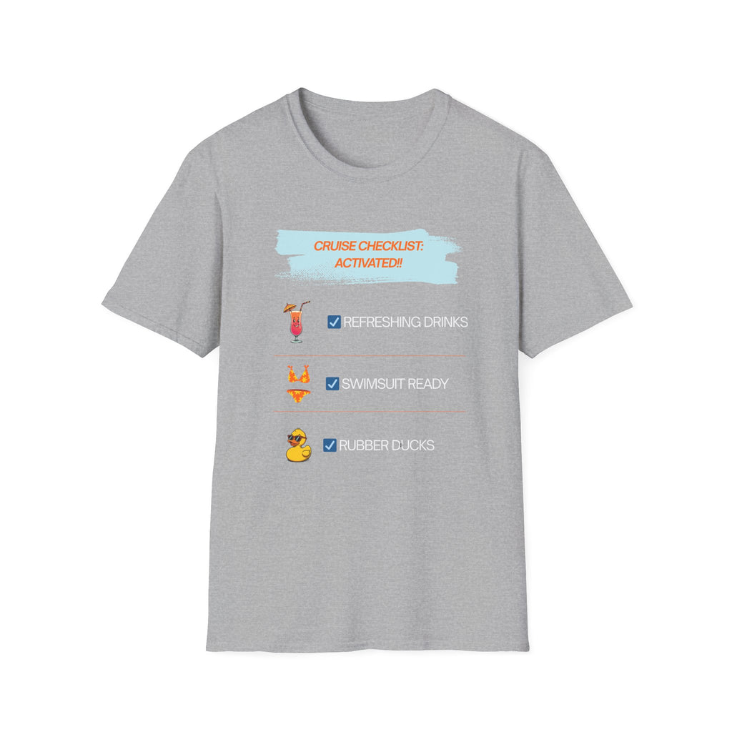 Cruise Checklist T-Shirt — "Cruise Checklist: Activated!" Female Vacation Tee