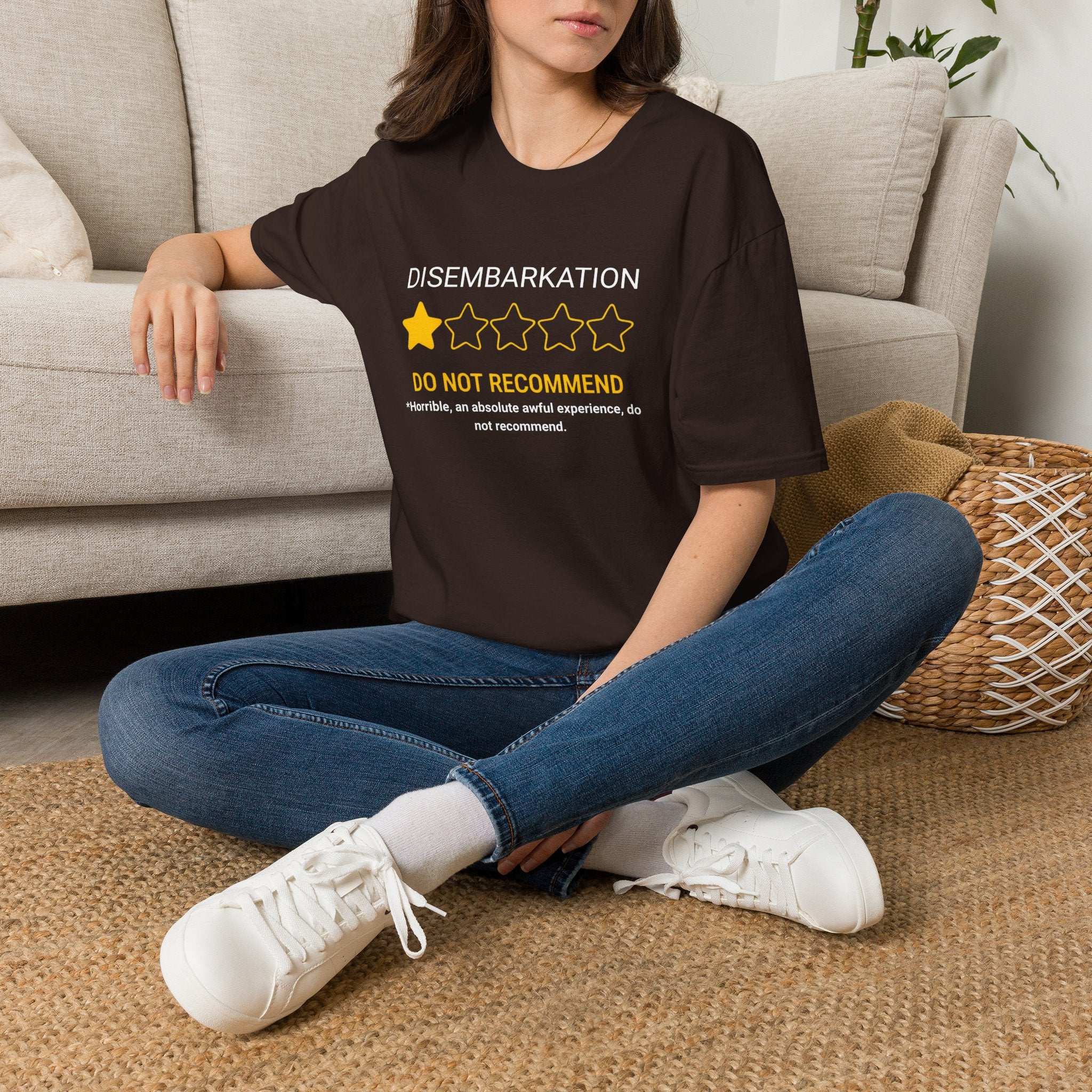 Disembarkation 1-Star Review T-Shirt – "Do Not Recommend" Funny Travel Shirt