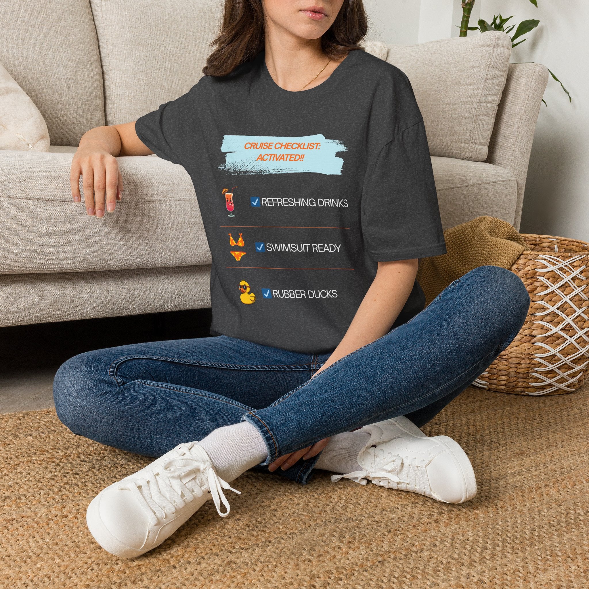 Cruise Checklist T-Shirt — "Cruise Checklist: Activated!" Female Vacation Tee
