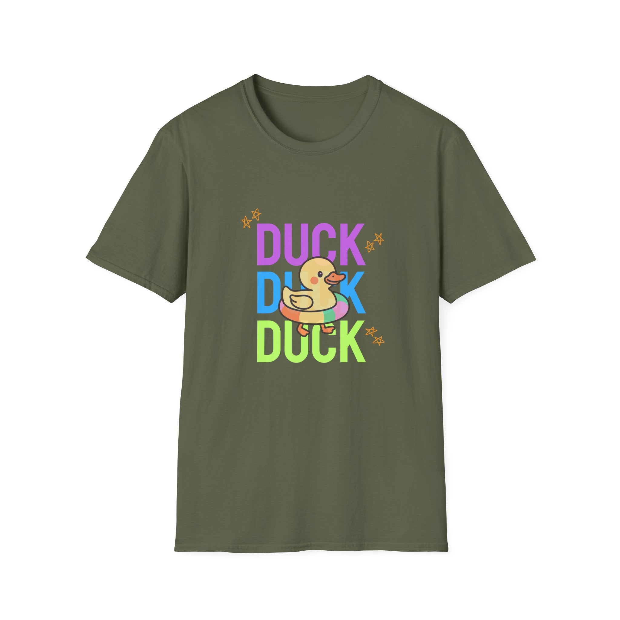 Duck Duck Rubber Duck T-Shirt — Cute Neon Duck Kids & Adult Graphic Tee