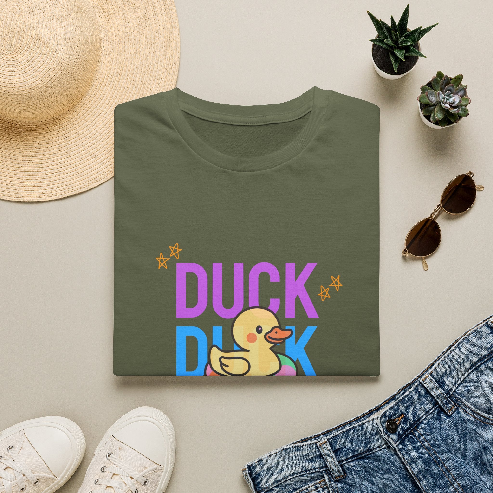 Duck Duck Rubber Duck T-Shirt — Cute Neon Duck Kids & Adult Graphic Tee