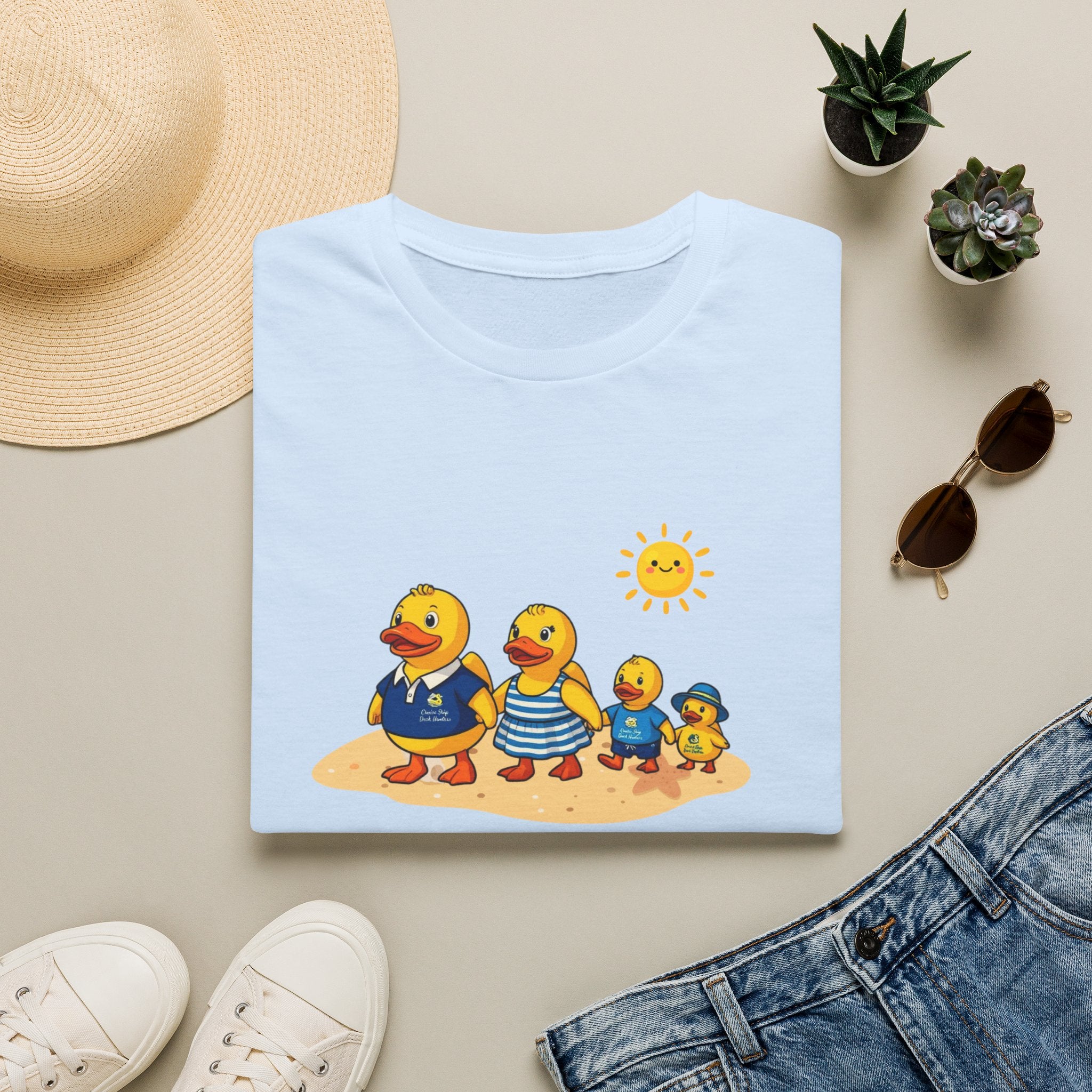 Rubber Duck Family Beach T-Shirt — Cute Sunny Ducks Graphic Tee