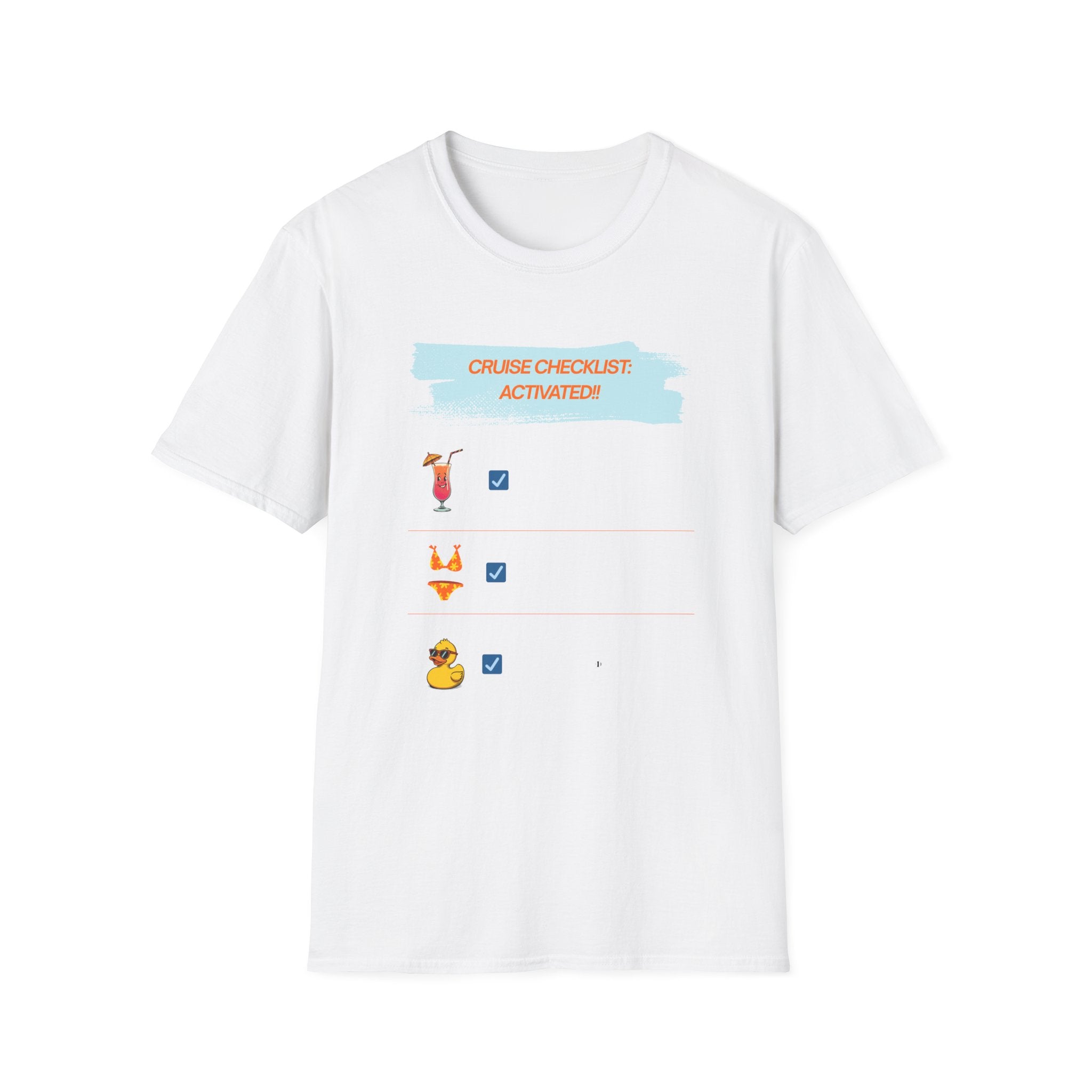 Cruise Checklist T-Shirt — "Cruise Checklist: Activated!" Female Vacation Tee