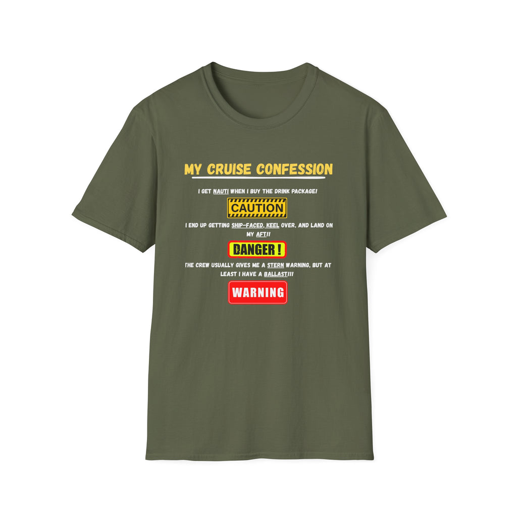 Cruise Confessions T-Shirt — “My Cruise Confession” Warning Graphic Tee