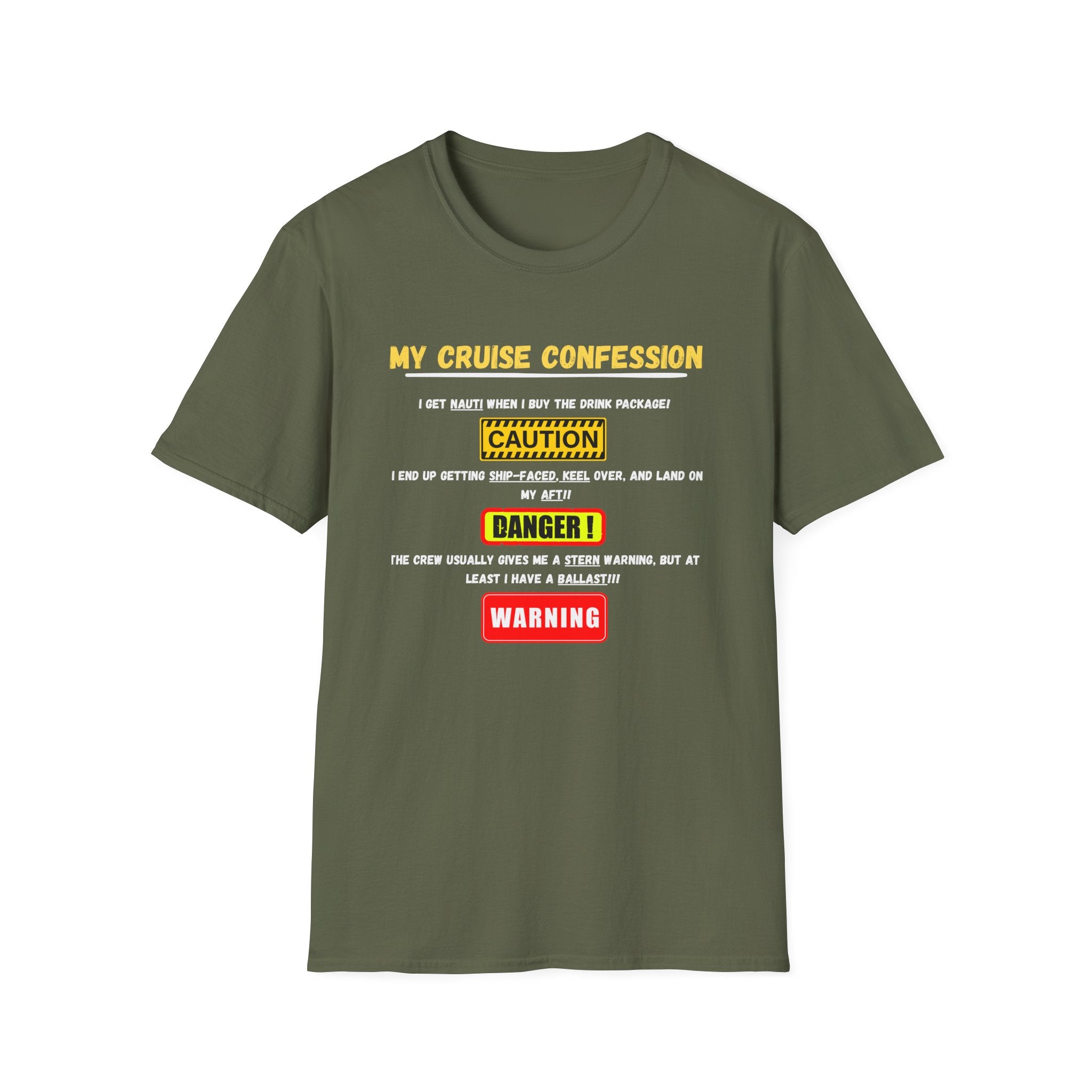 Cruise Confessions T-Shirt — “My Cruise Confession” Warning Graphic Tee