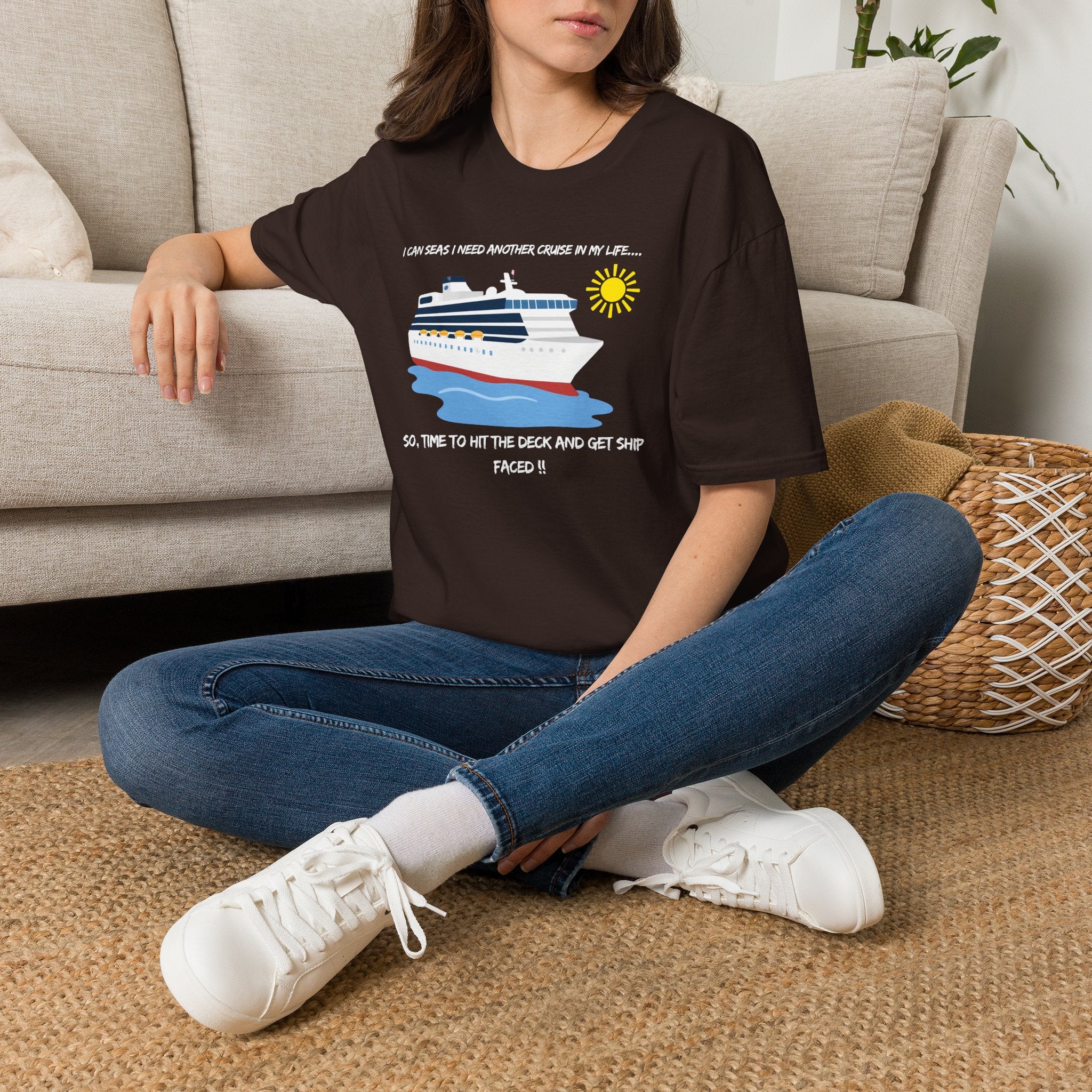 Ship Faced Cruise Ship Tee — Summer Vacation Boat Graphic T-Shirt