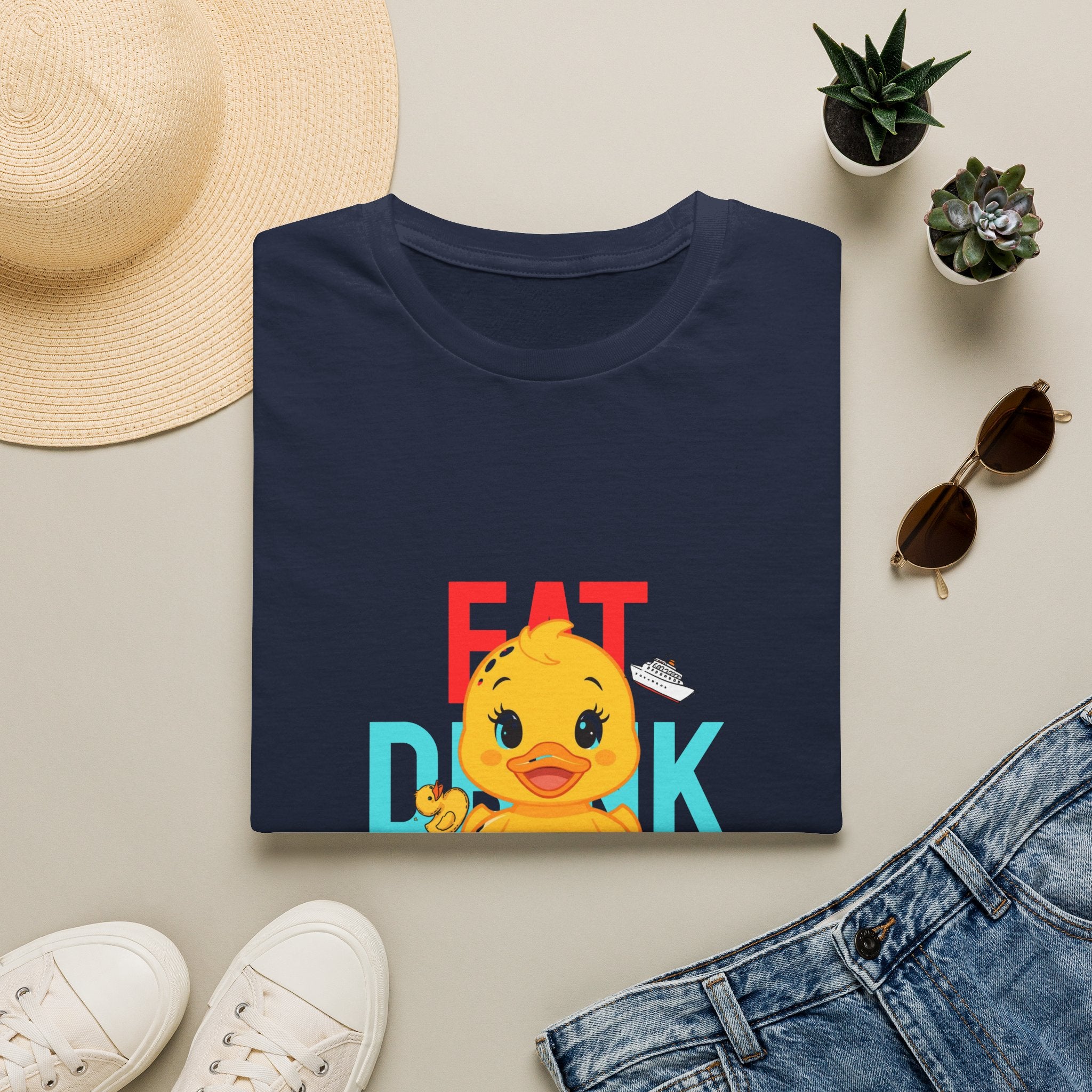 Duck Graphic T-Shirt — Cute "Eat Drink, Duck" Cartoon Tee