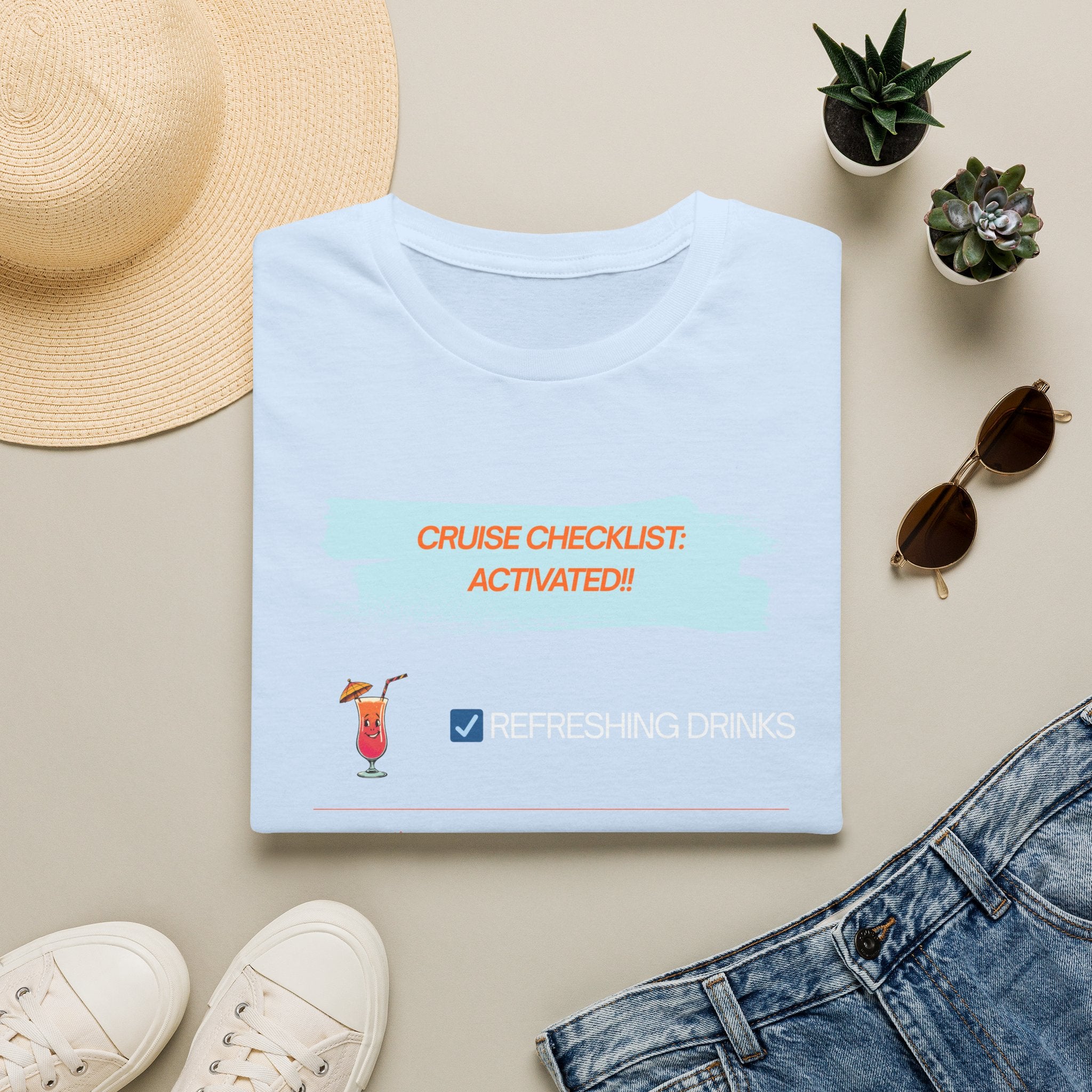 Cruise Checklist T-Shirt — "Cruise Checklist: Activated!" Female Vacation Tee