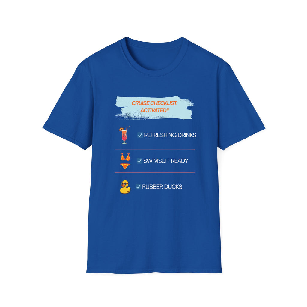Cruise Checklist T-Shirt — "Cruise Checklist: Activated!" Female Vacation Tee