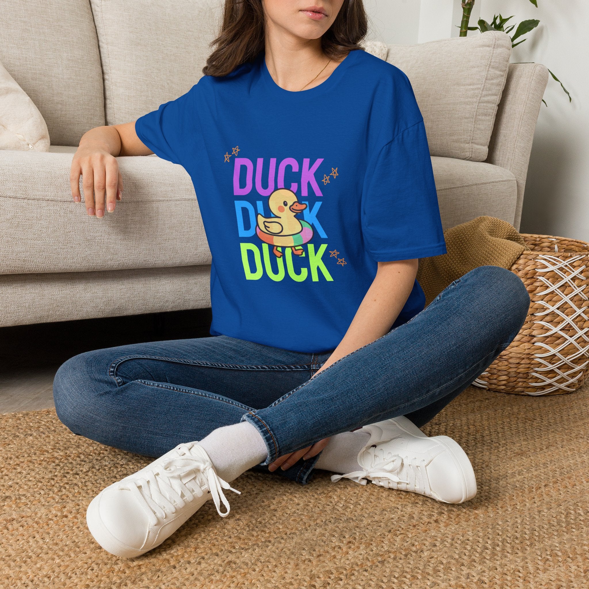 Duck Duck Rubber Duck T-Shirt — Cute Neon Duck Kids & Adult Graphic Tee