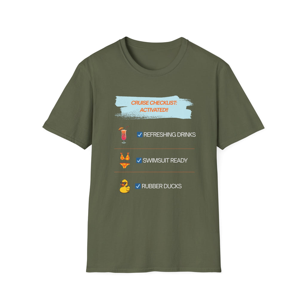 Cruise Checklist T-Shirt — "Cruise Checklist: Activated!" Female Vacation Tee