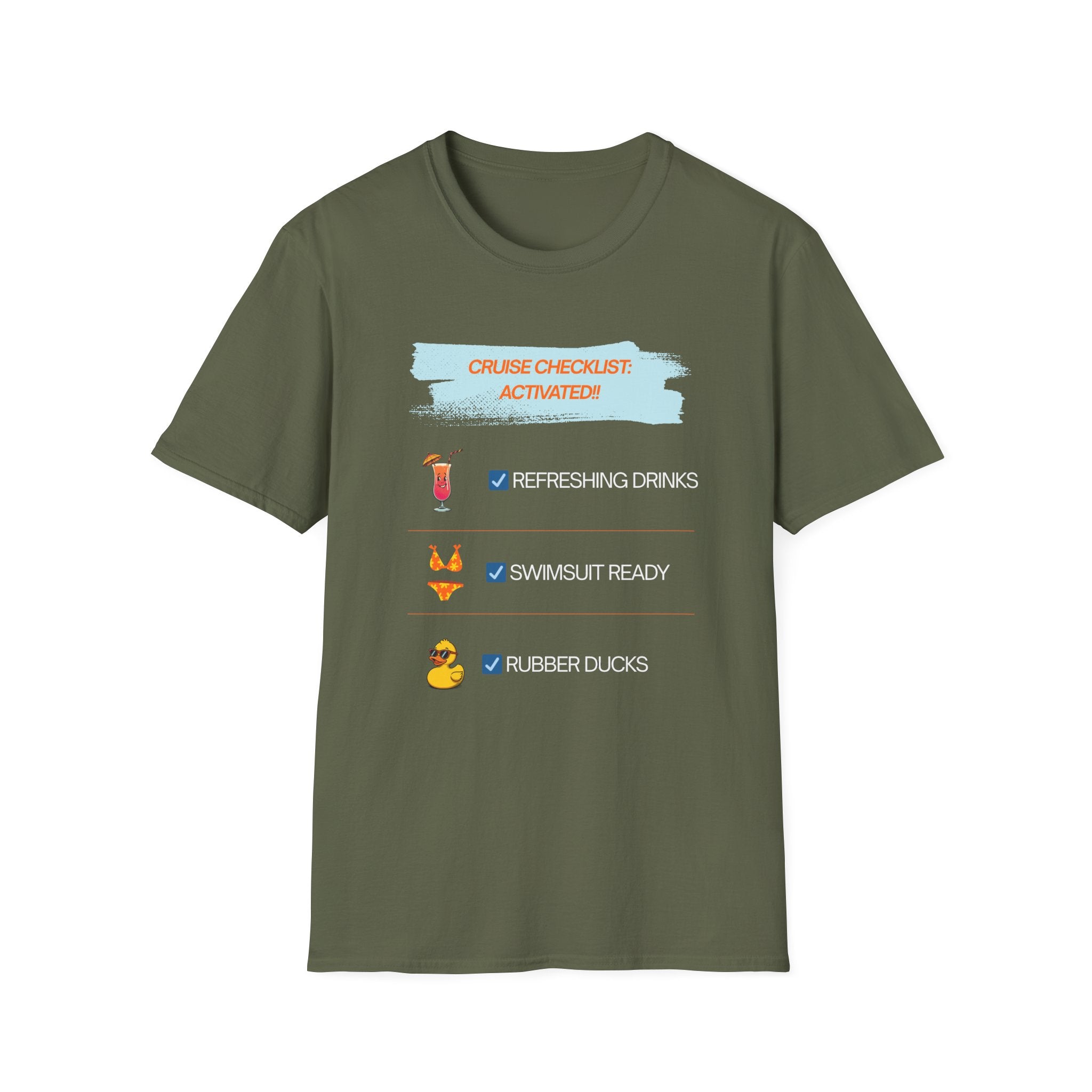 Cruise Checklist T-Shirt — "Cruise Checklist: Activated!" Female Vacation Tee