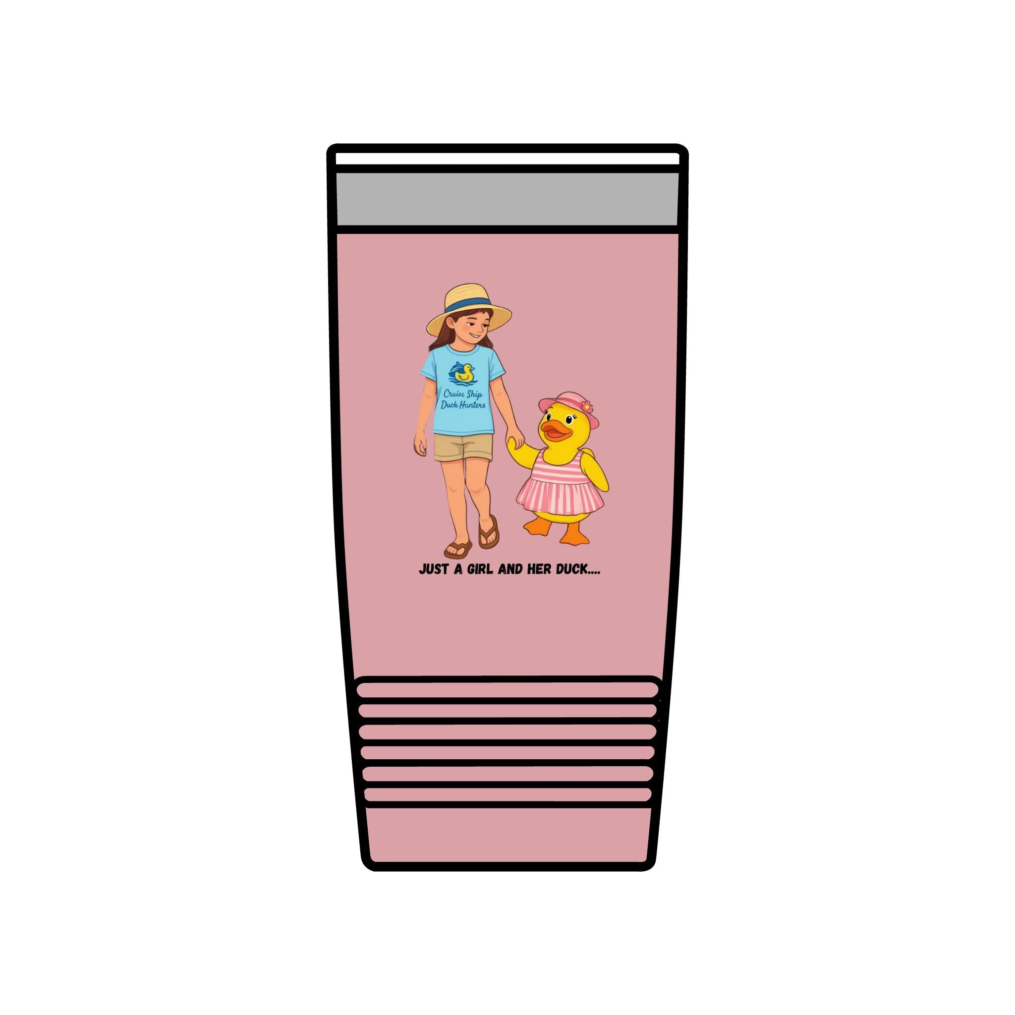20oz Insulated Tumbler — "Just a Girl and Her Duck" Cute Mom & Kid Summer Design