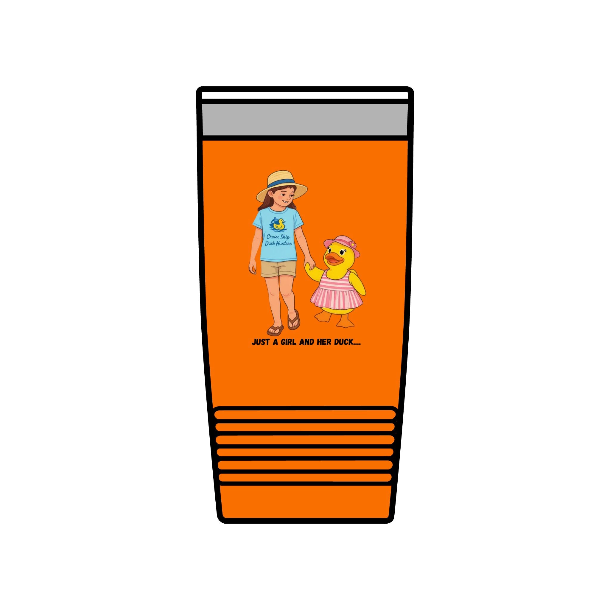 20oz Insulated Tumbler — "Just a Girl and Her Duck" Cute Mom & Kid Summer Design