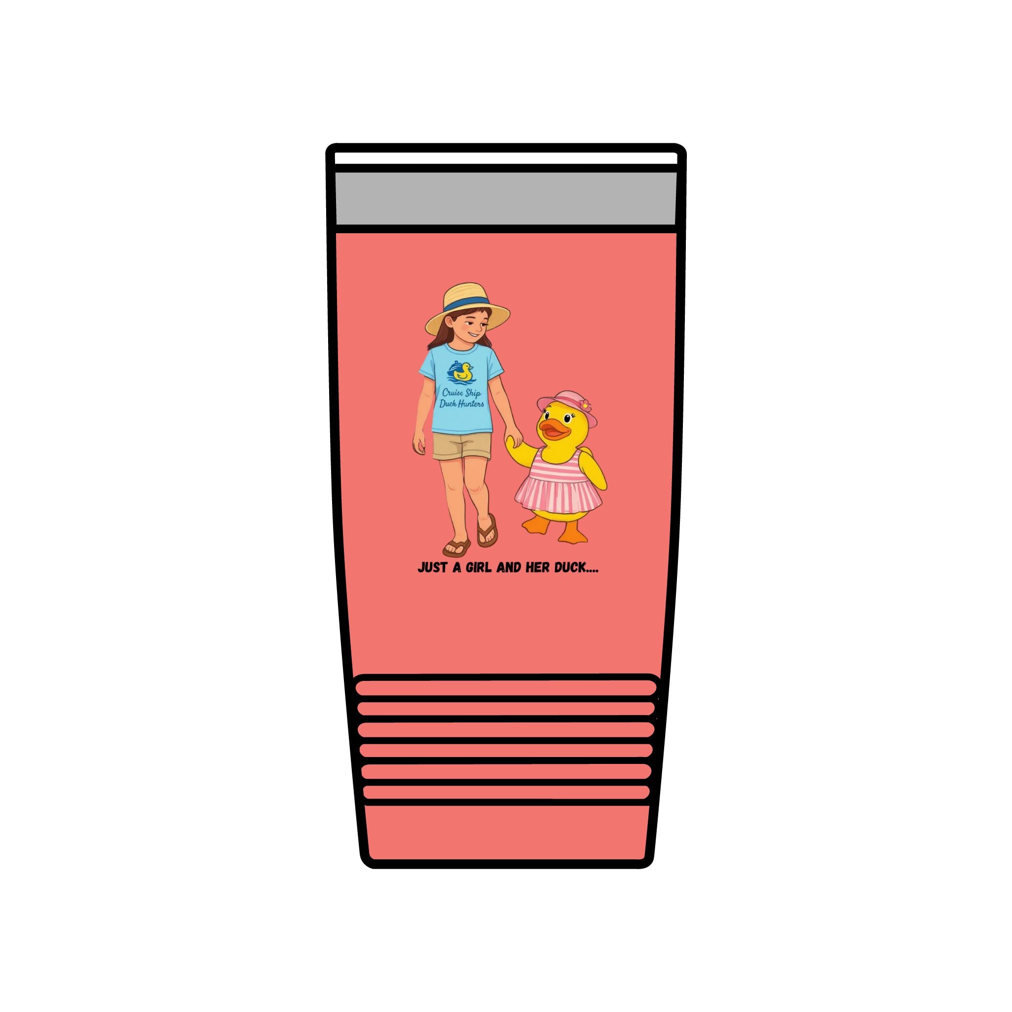 20oz Insulated Tumbler — "Just a Girl and Her Duck" Cute Mom & Kid Summer Design
