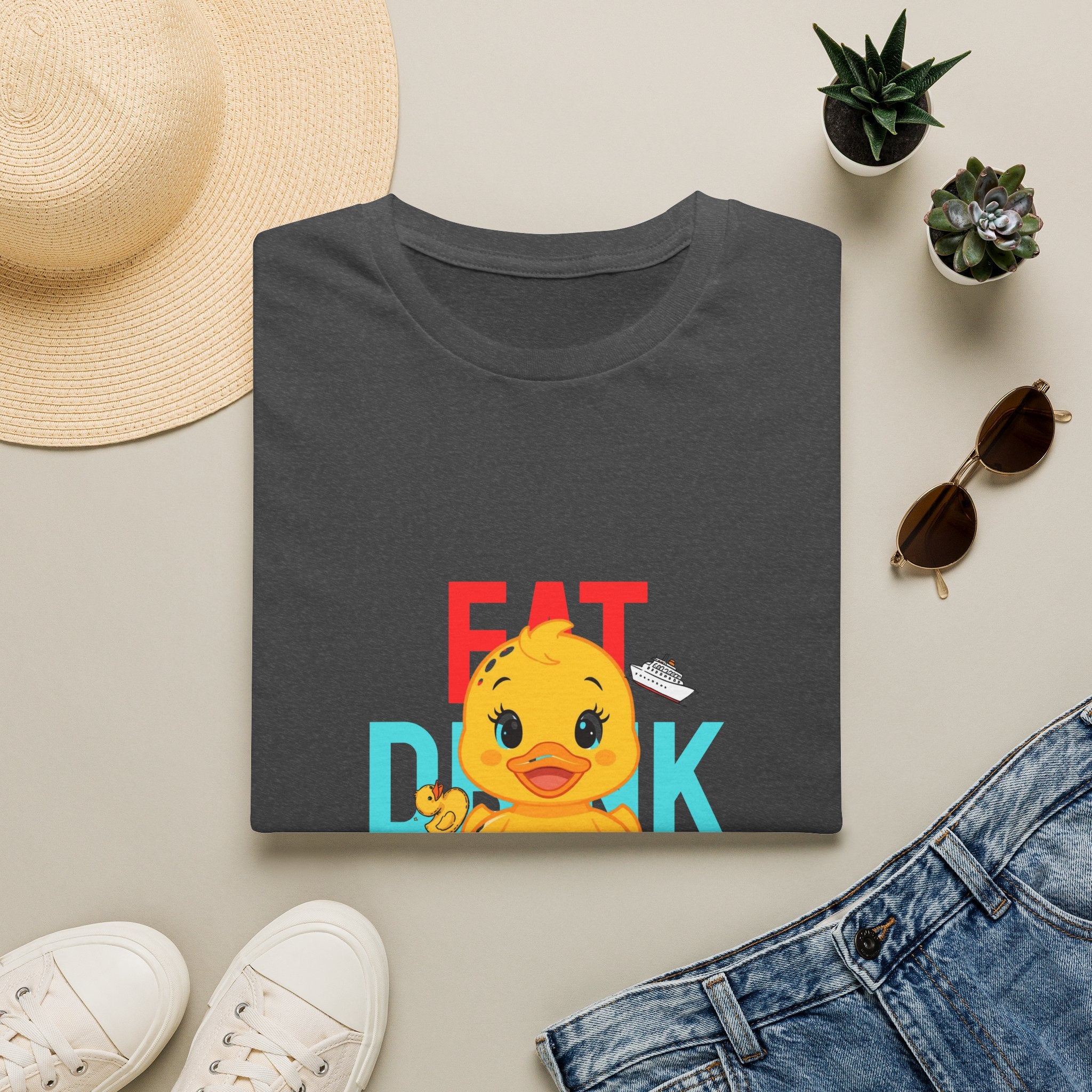 Duck Graphic T-Shirt — Cute "Eat Drink, Duck" Cartoon Tee