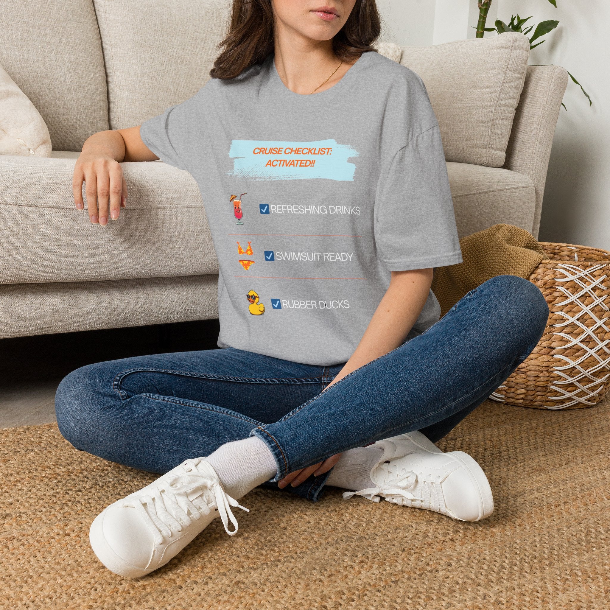 Cruise Checklist T-Shirt — "Cruise Checklist: Activated!" Female Vacation Tee