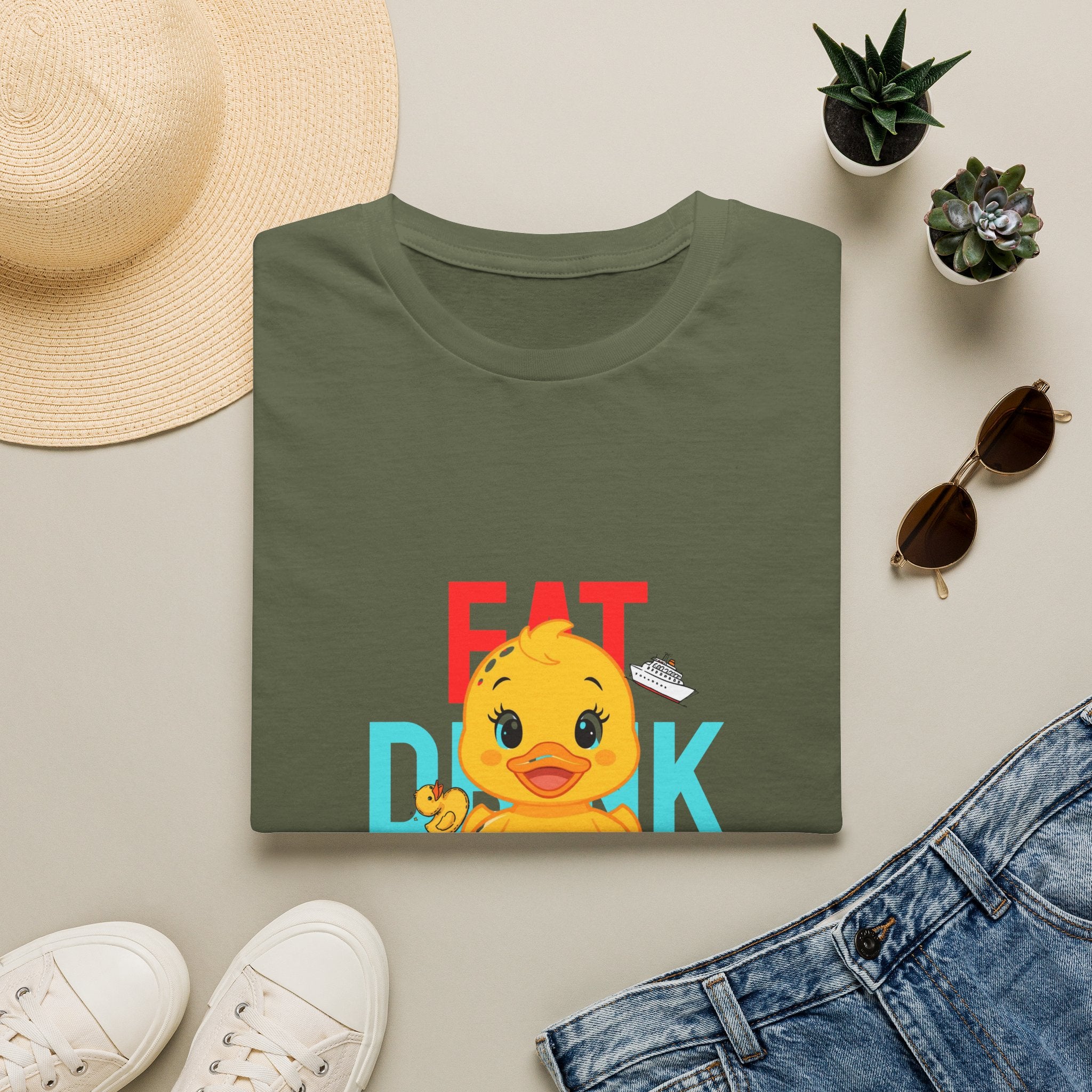 Duck Graphic T-Shirt — Cute "Eat Drink, Duck" Cartoon Tee