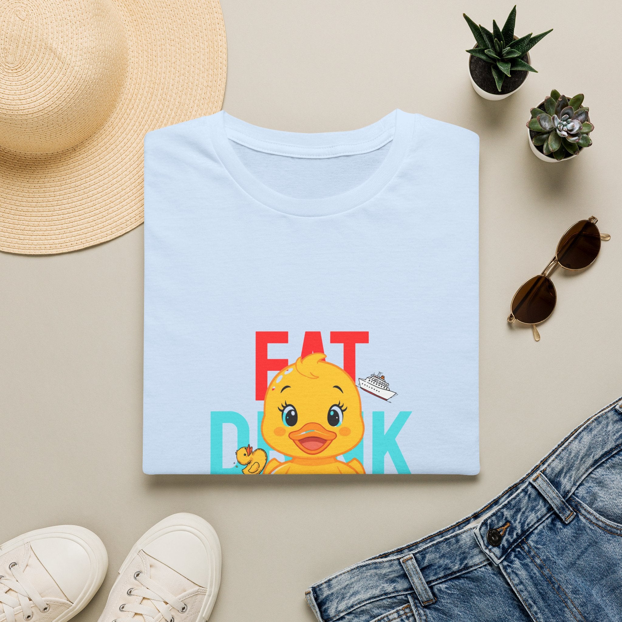 Duck Graphic T-Shirt — Cute "Eat Drink, Duck" Cartoon Tee