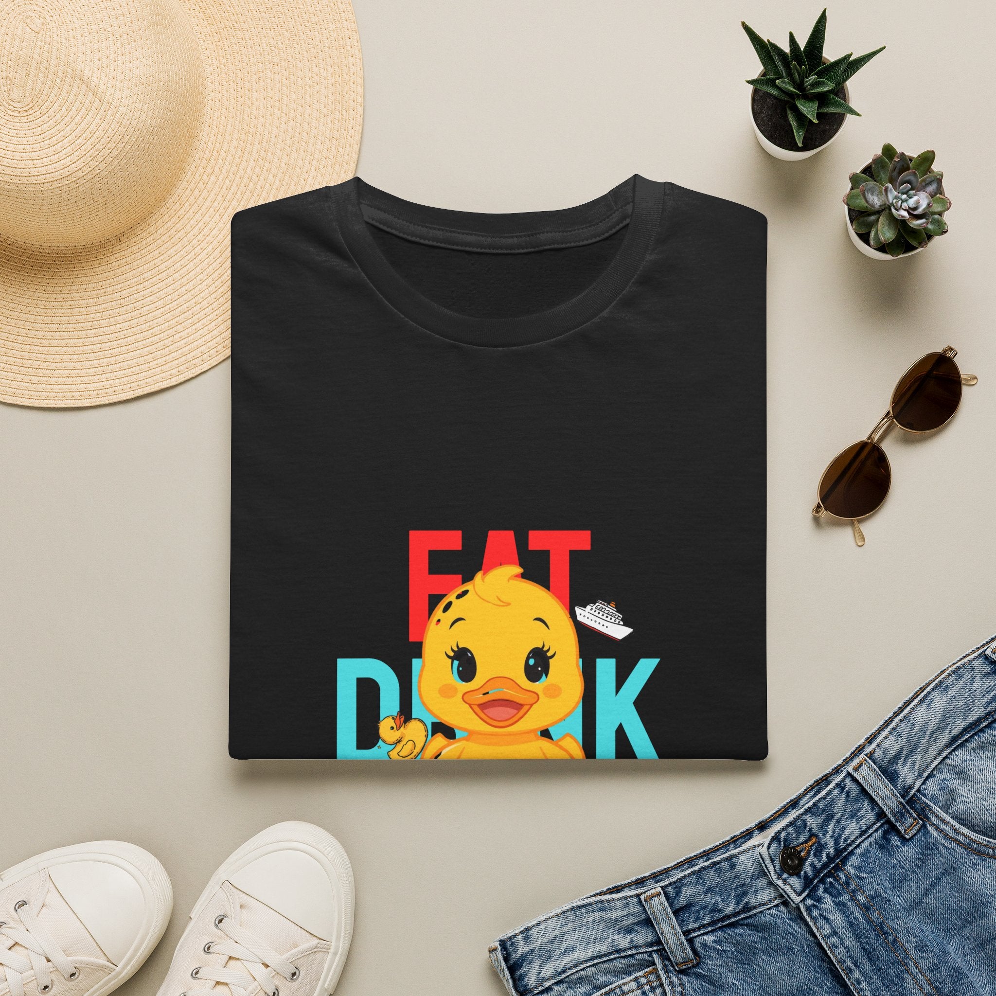 Duck Graphic T-Shirt — Cute "Eat Drink, Duck" Cartoon Tee