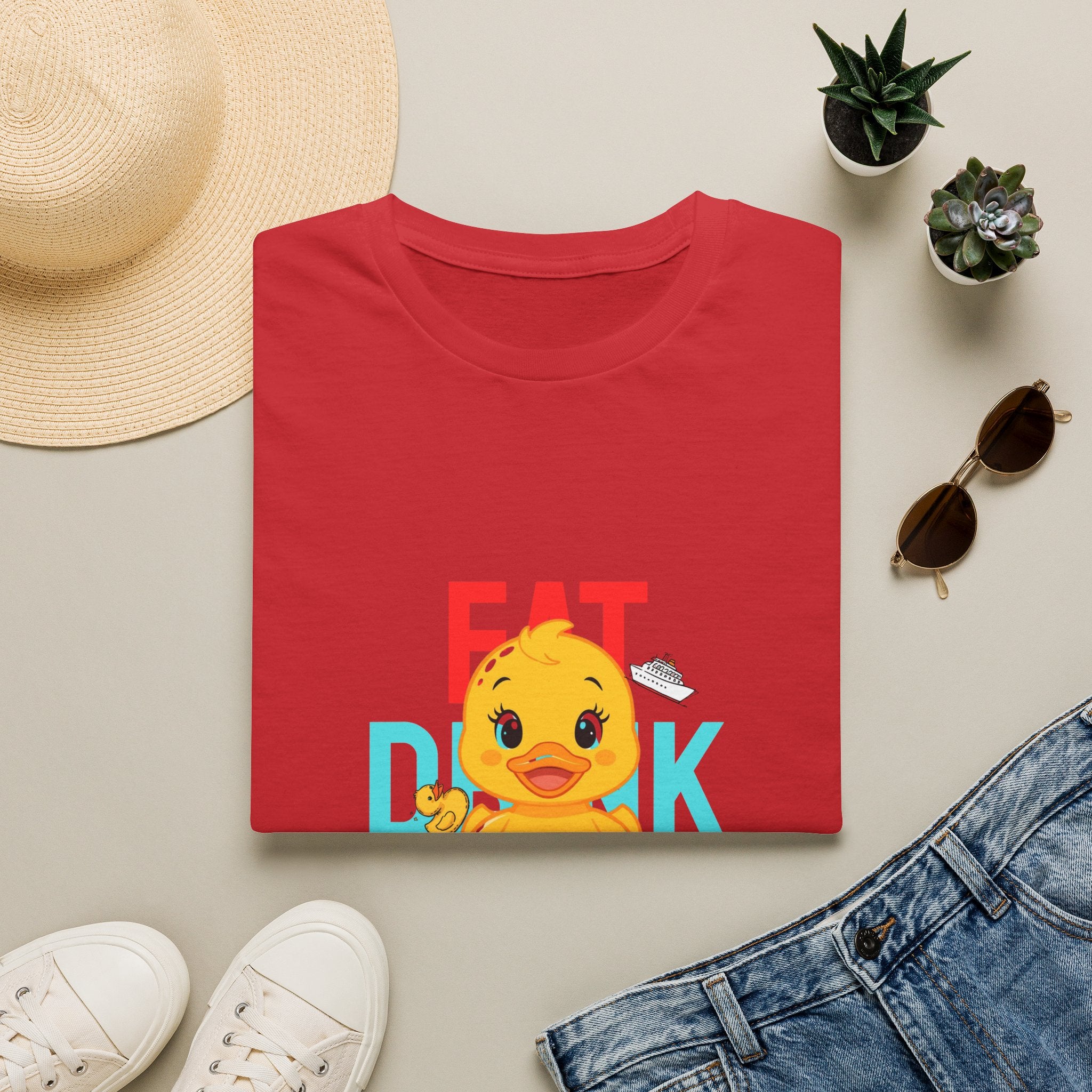 Duck Graphic T-Shirt — Cute "Eat Drink, Duck" Cartoon Tee