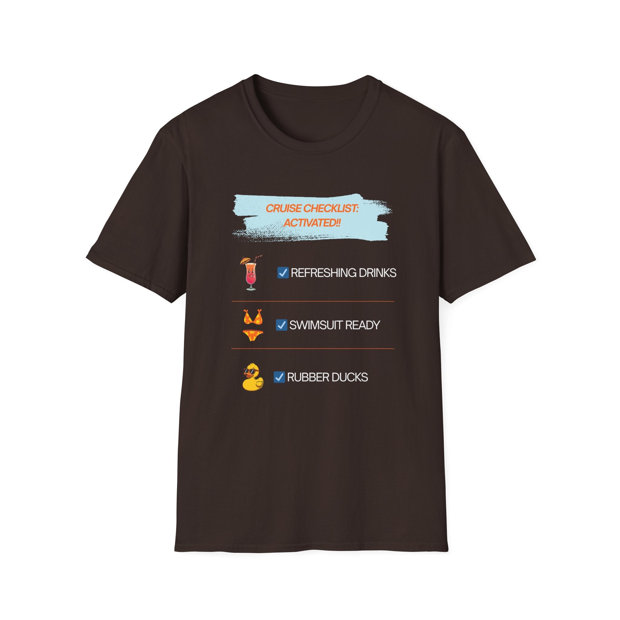 Cruise Checklist T-Shirt — "Cruise Checklist: Activated!" Female Vacation Tee