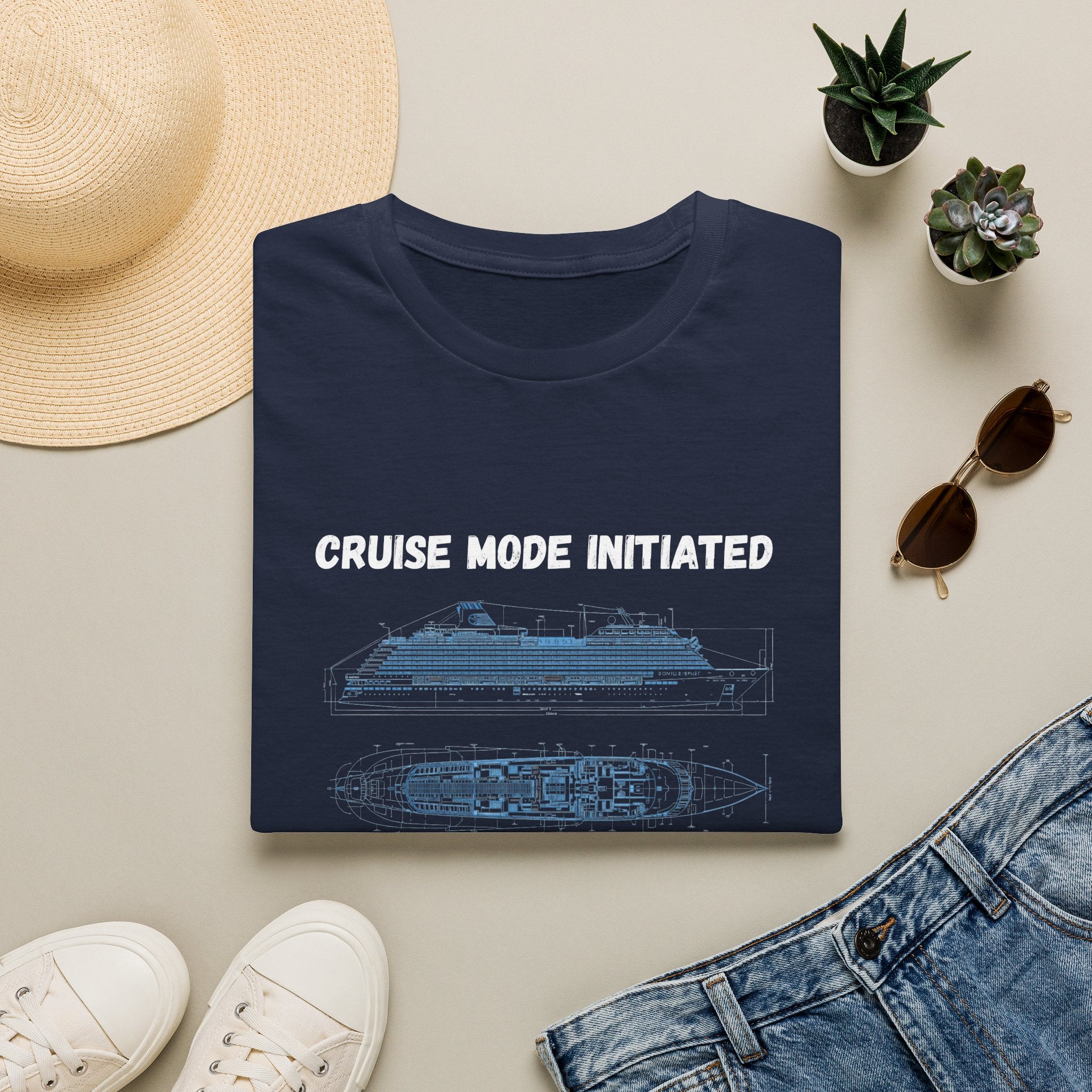 Cruise Mode Initiated T-Shirt — Nautical Diagram Tee for Travelers & Crew