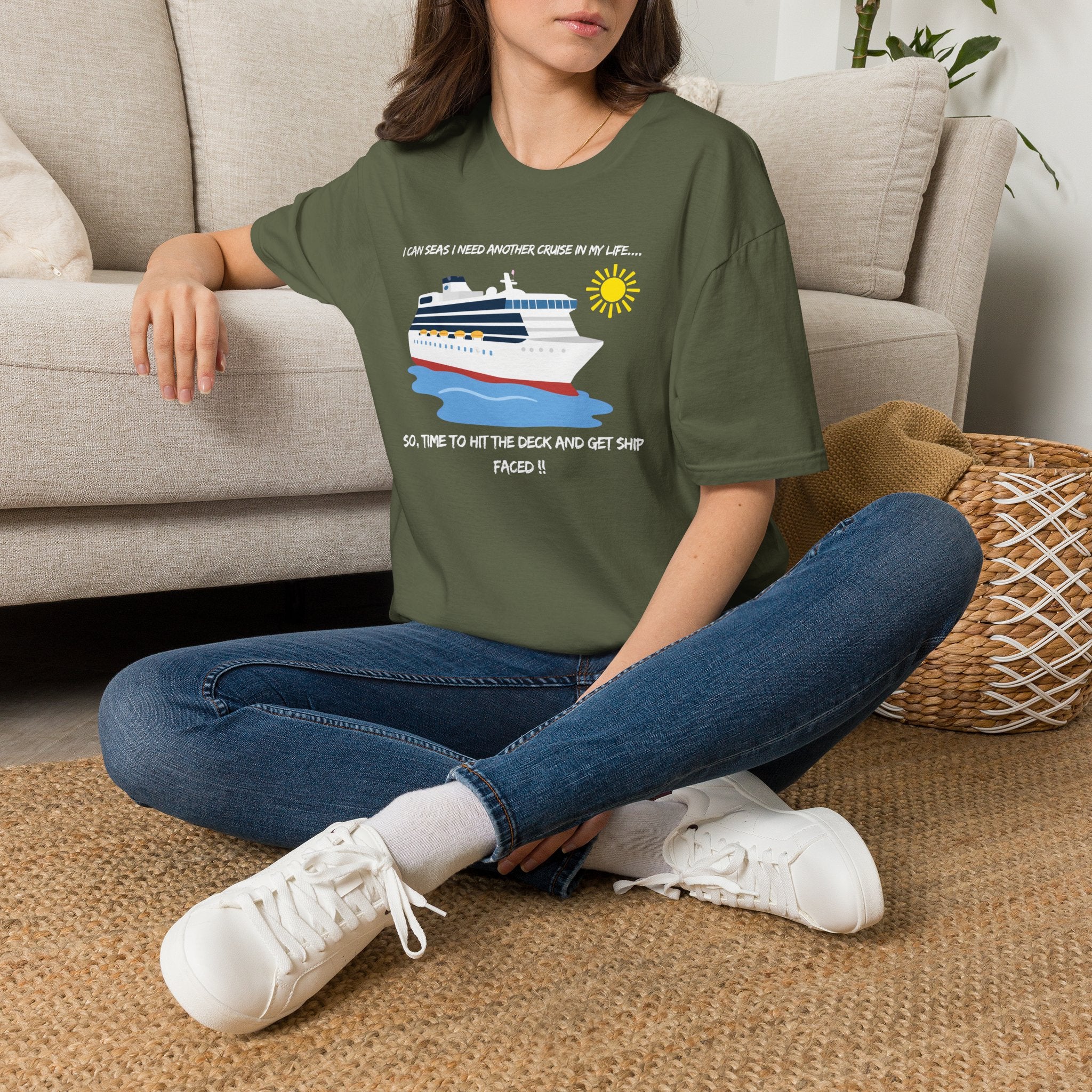 Ship Faced Cruise Ship Tee — Summer Vacation Boat Graphic T-Shirt