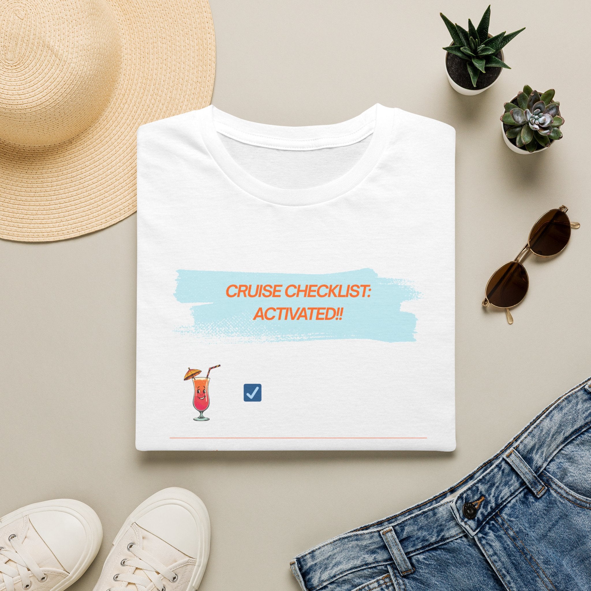 Cruise Checklist T-Shirt — "Cruise Checklist: Activated!" Female Vacation Tee