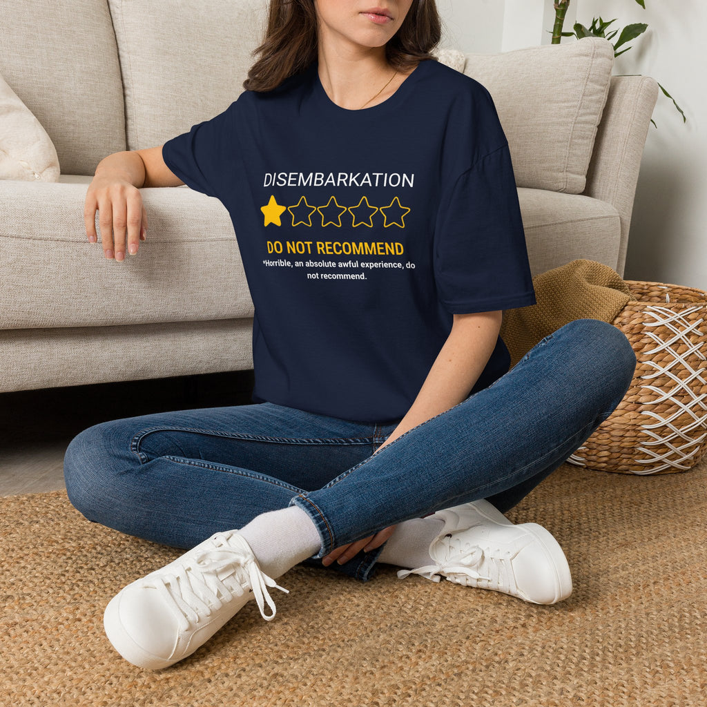 Disembarkation 1-Star Review T-Shirt – "Do Not Recommend" Funny Travel Shirt