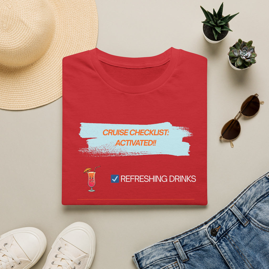Cruise Checklist T-Shirt — "Cruise Checklist: Activated!" Female Vacation Tee