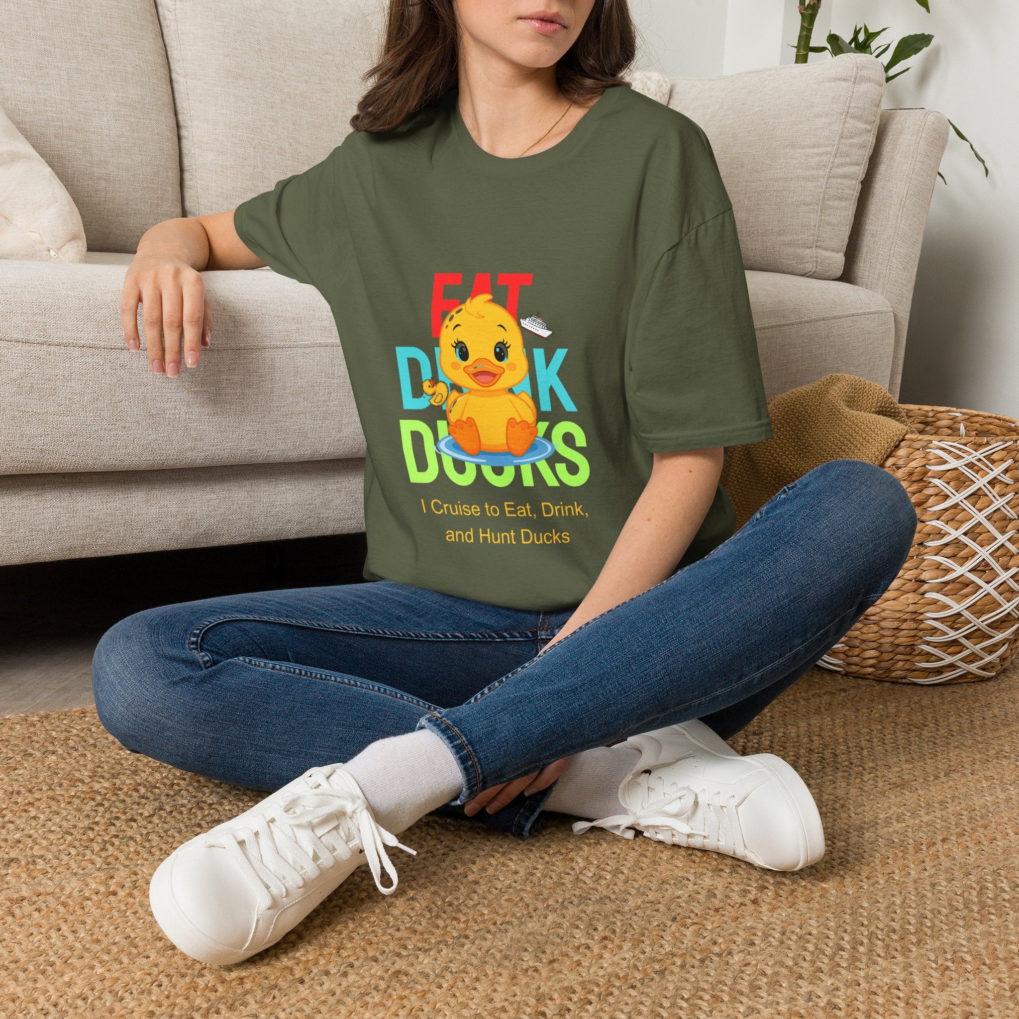 Duck Graphic T-Shirt — Cute "Eat Drink, Duck" Cartoon Tee