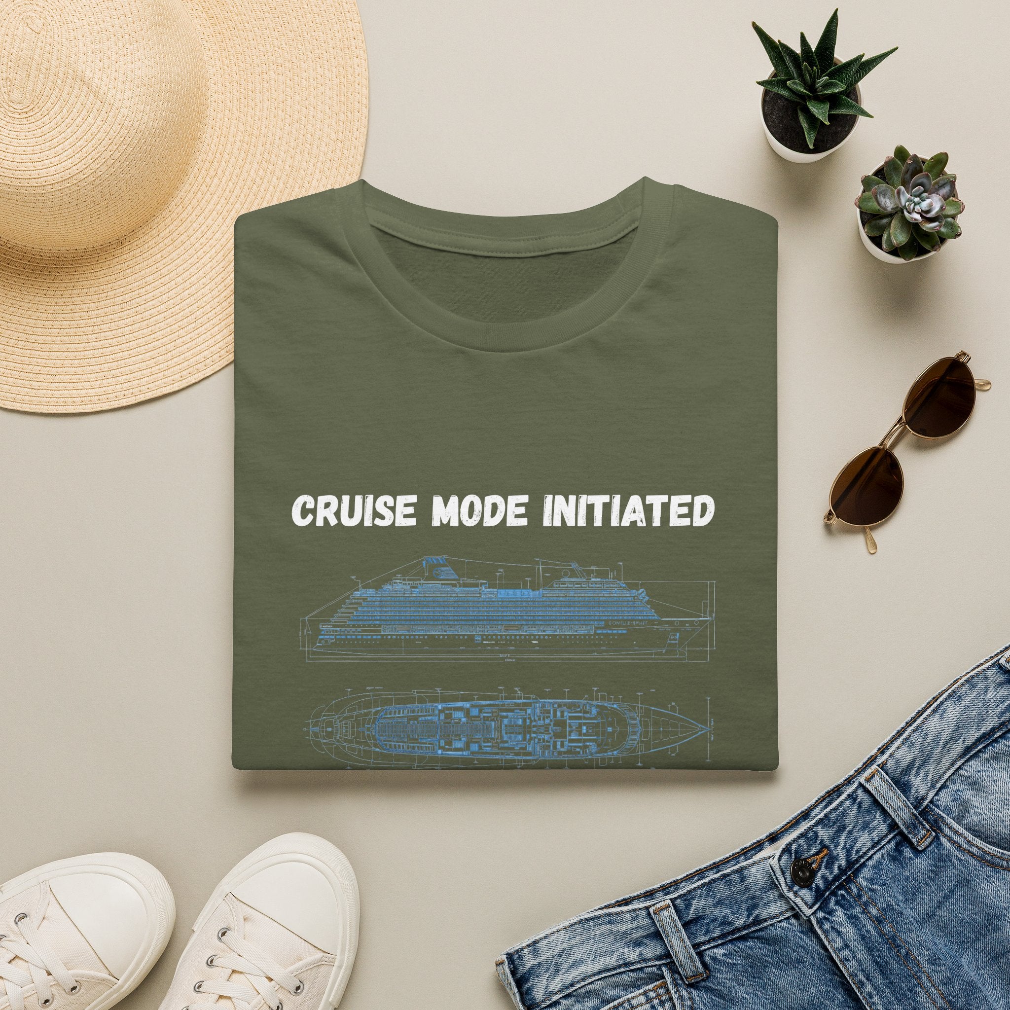 Cruise Mode Initiated T-Shirt — Nautical Diagram Tee for Travelers & Crew